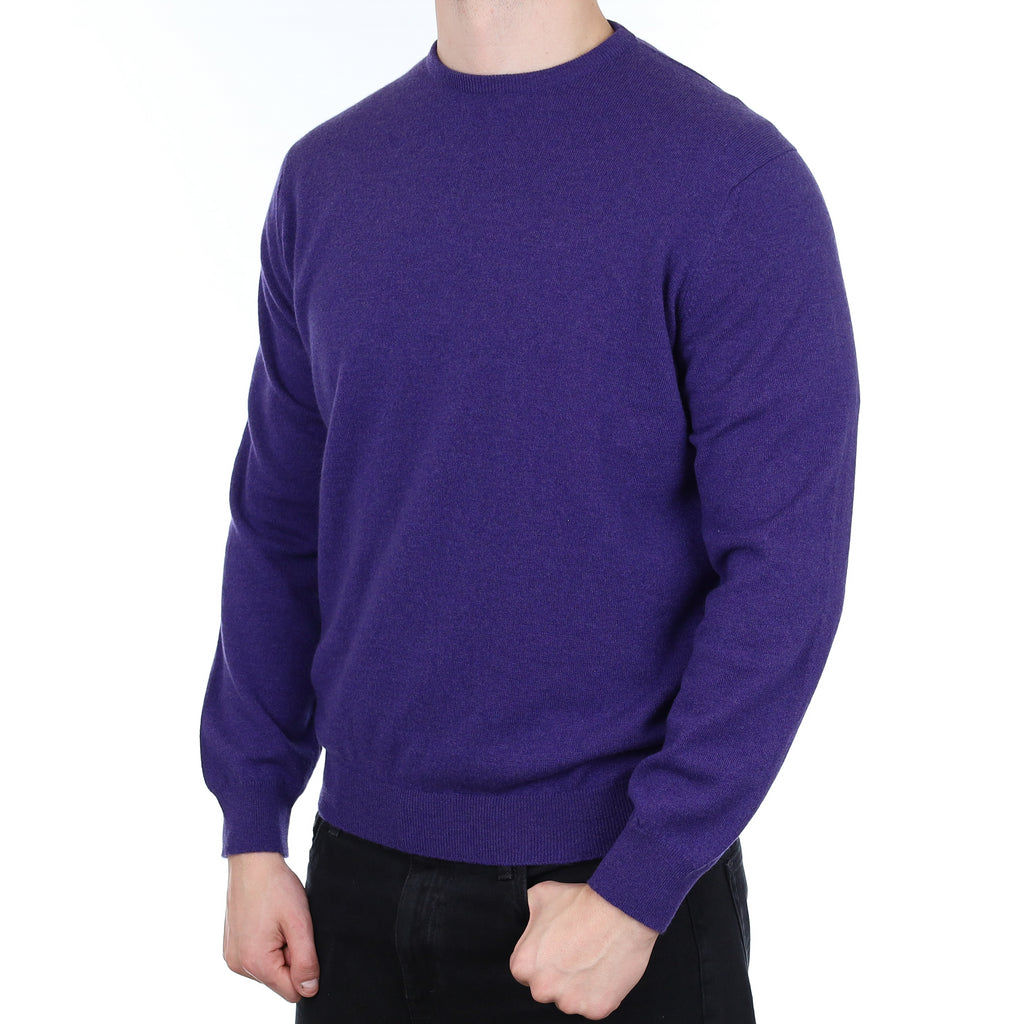 Men's Brand New Scottish Begg & Co Iris Purple Cashmere Crew Neck Jumper XL