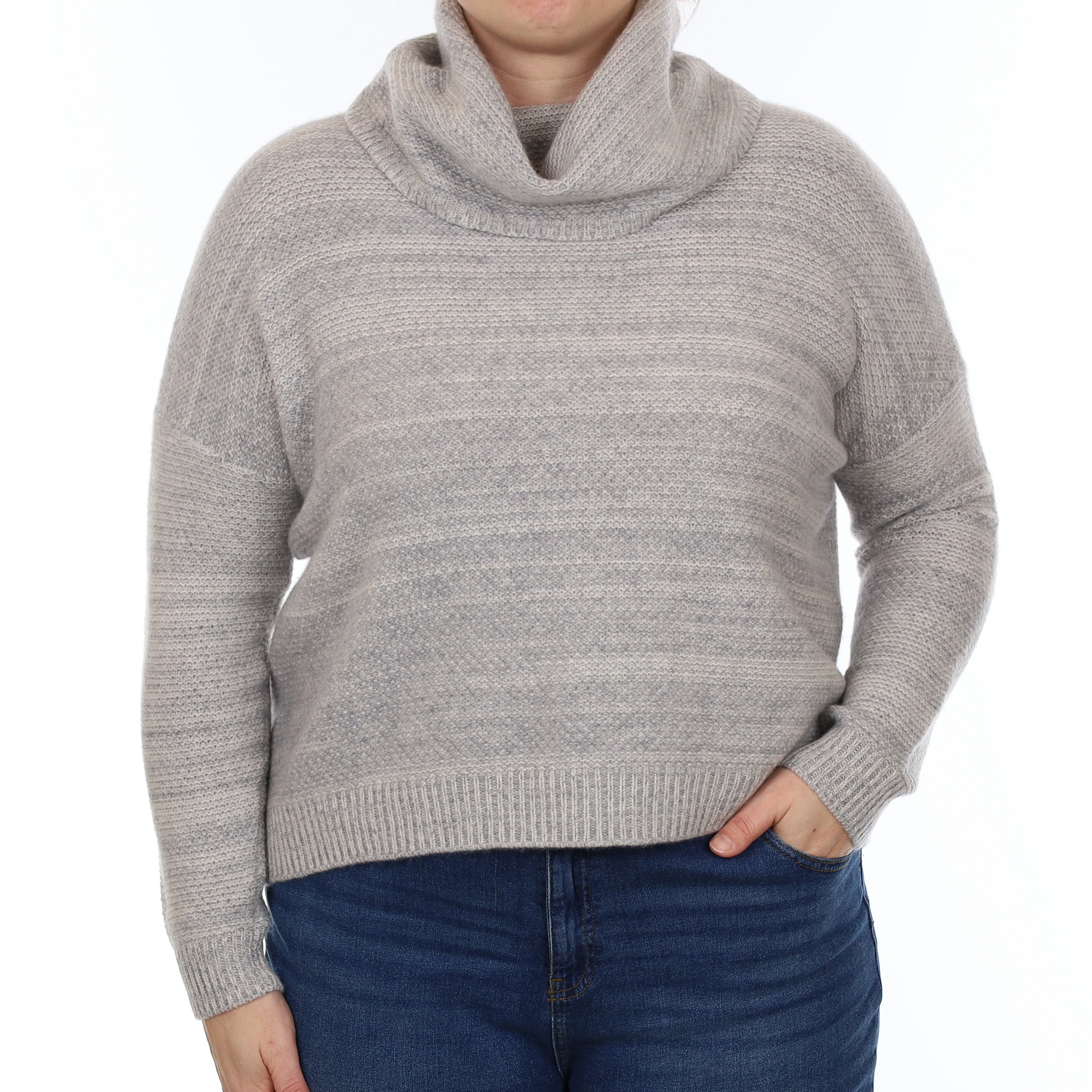 Mist Grey Chunky Cashmere Cowl Neck Jumper Large