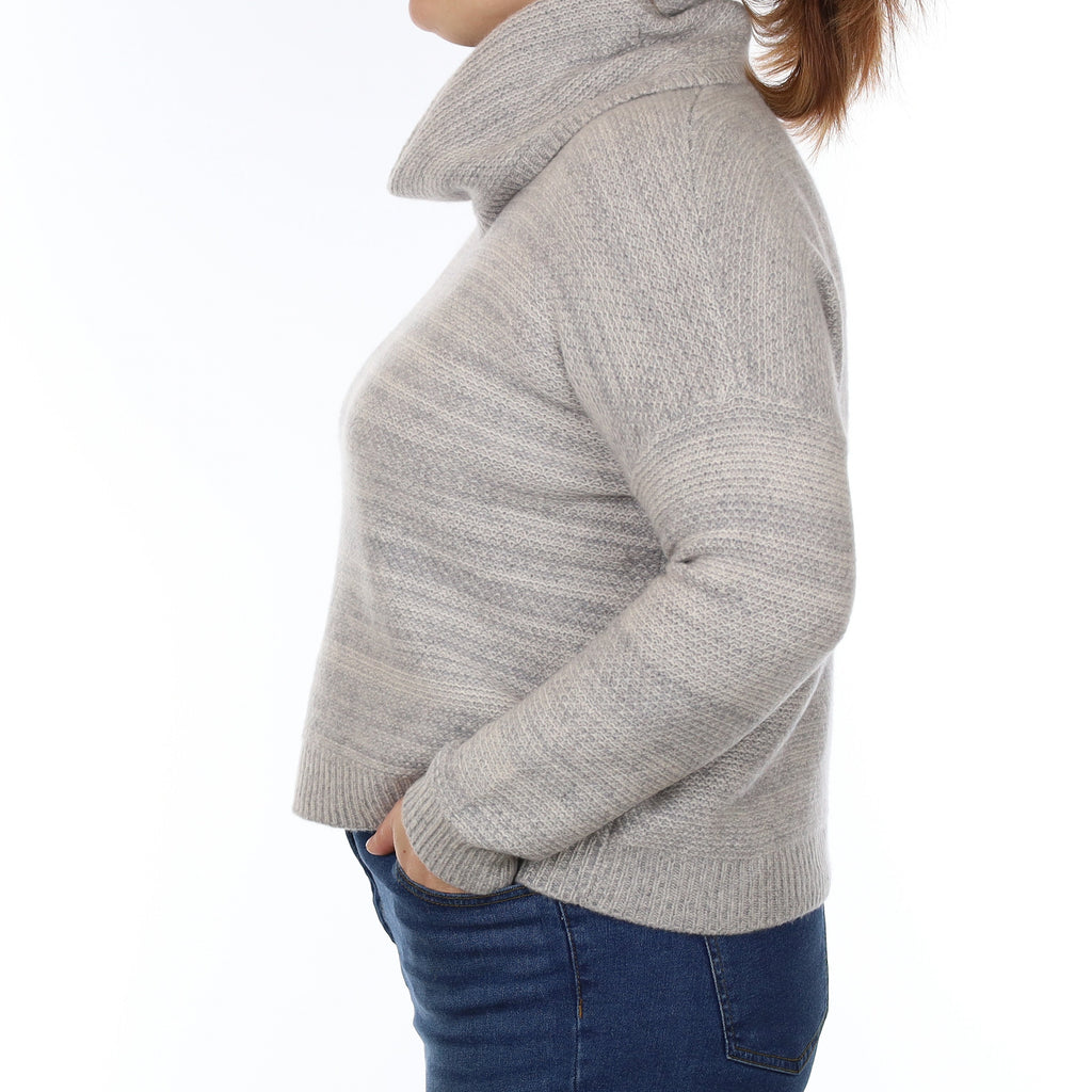 Mist Grey Chunky Cashmere Cowl Neck Jumper Large