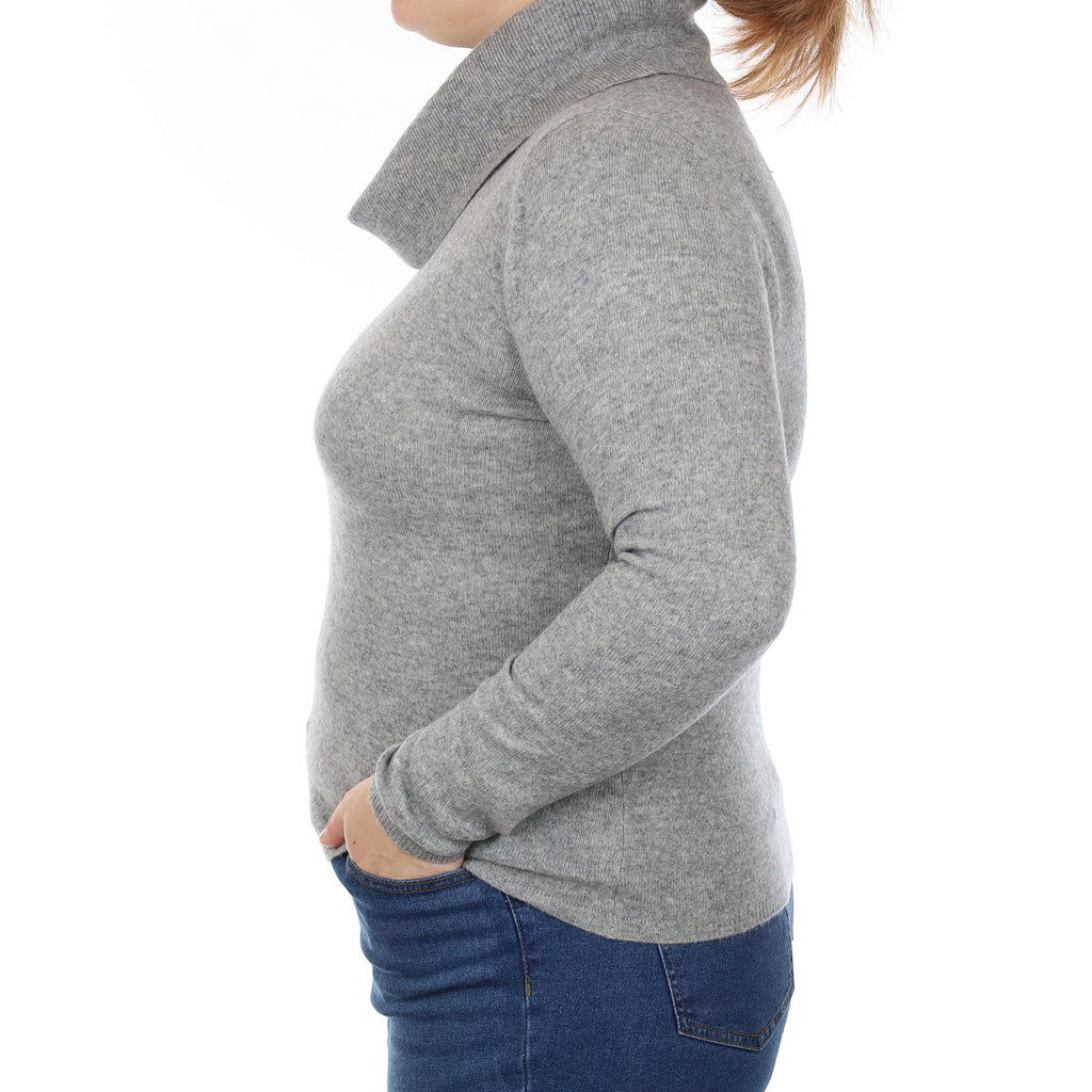 Ash Grey Cashmere Cowl Neck Jumper Large