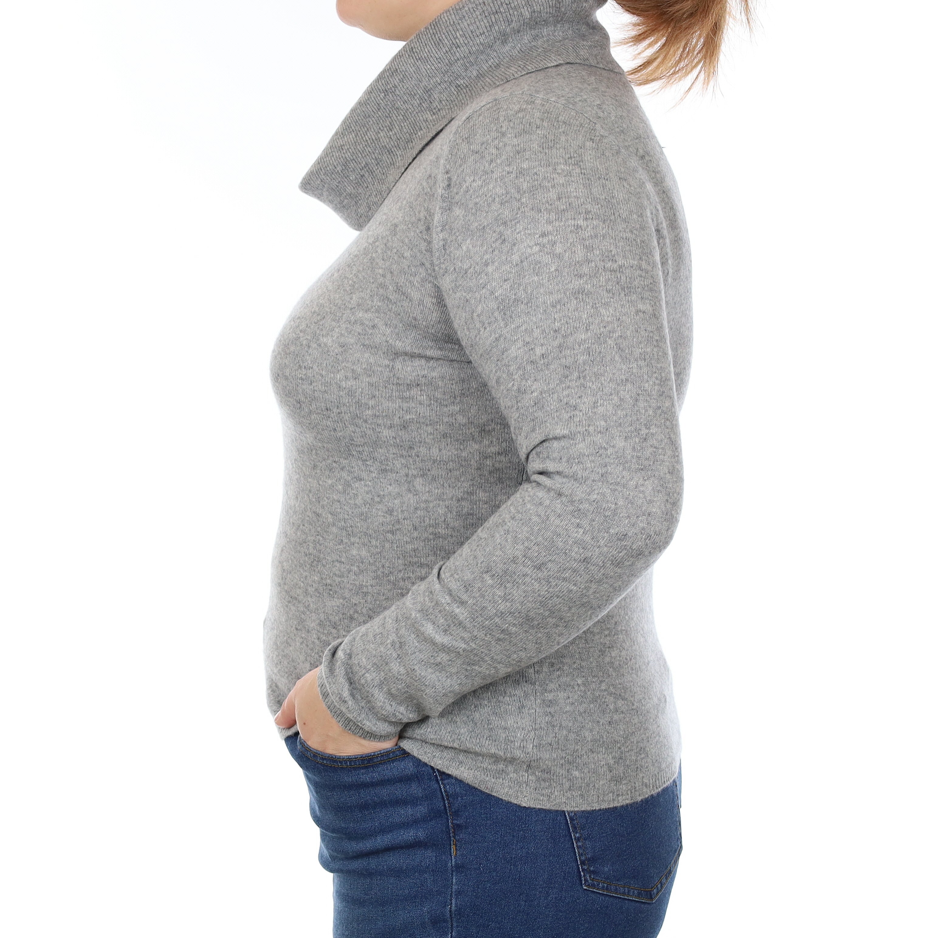 Ash Grey Cashmere Cowl Neck Jumper Large