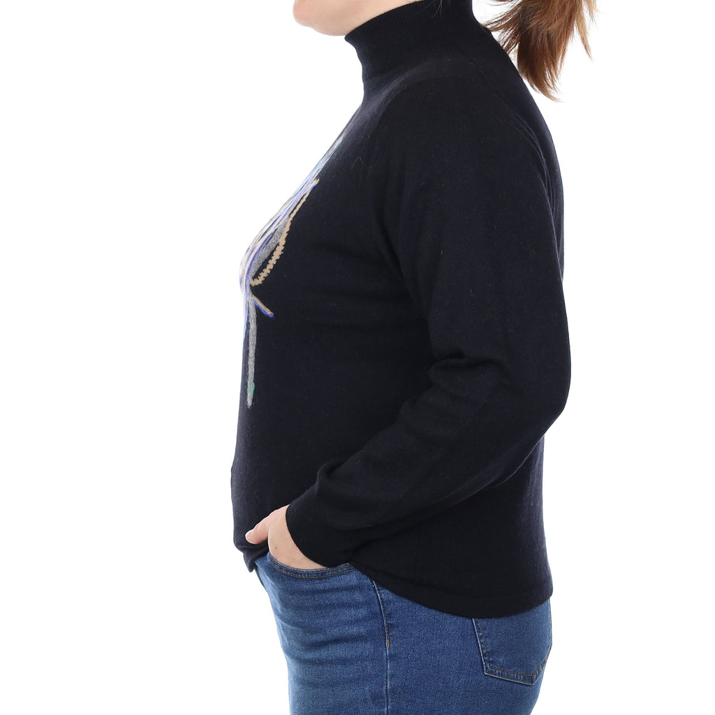 Black Cat Design Cashmere Turtleneck Jumper Large