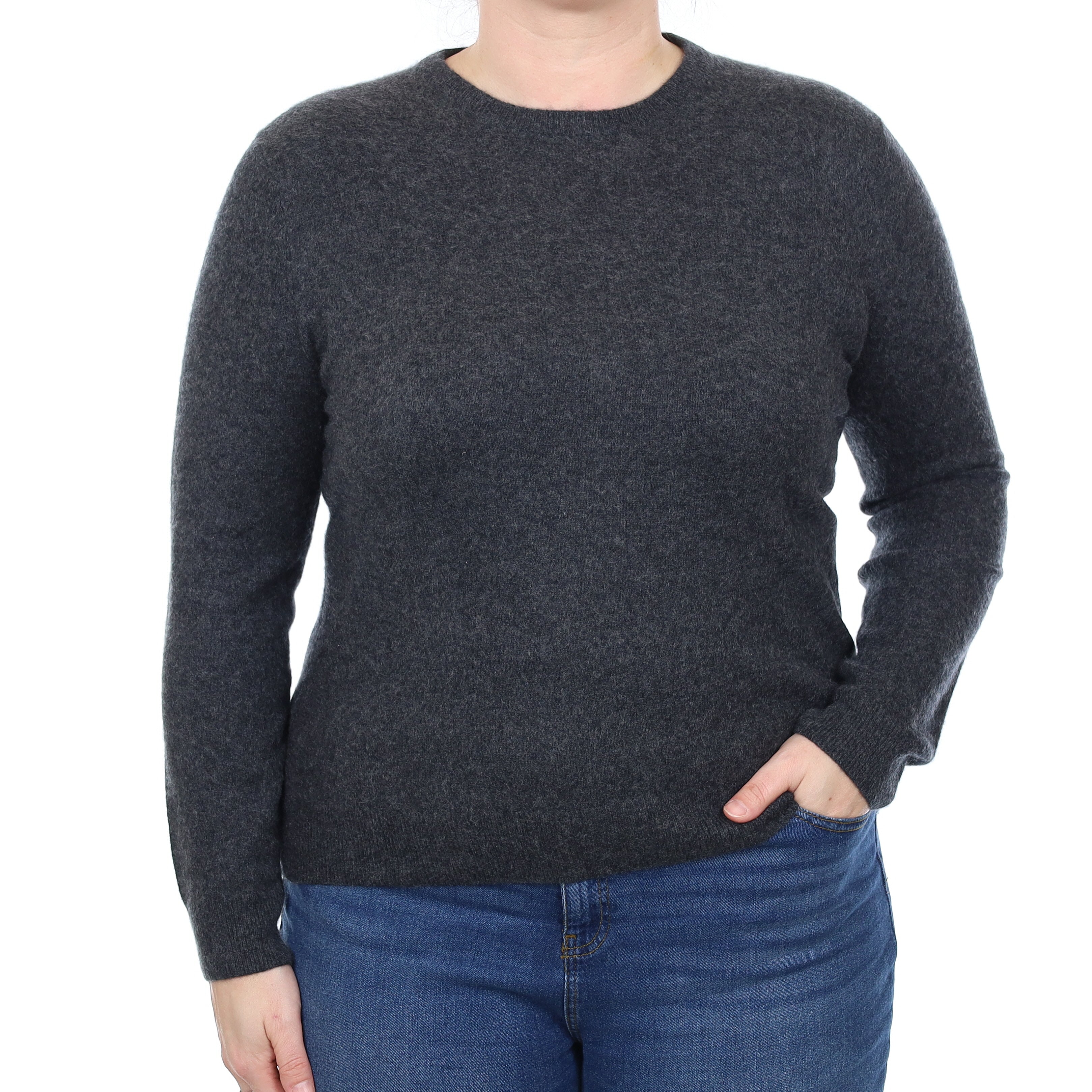 Granite Grey Cashmere Crew Neck Jumper Large