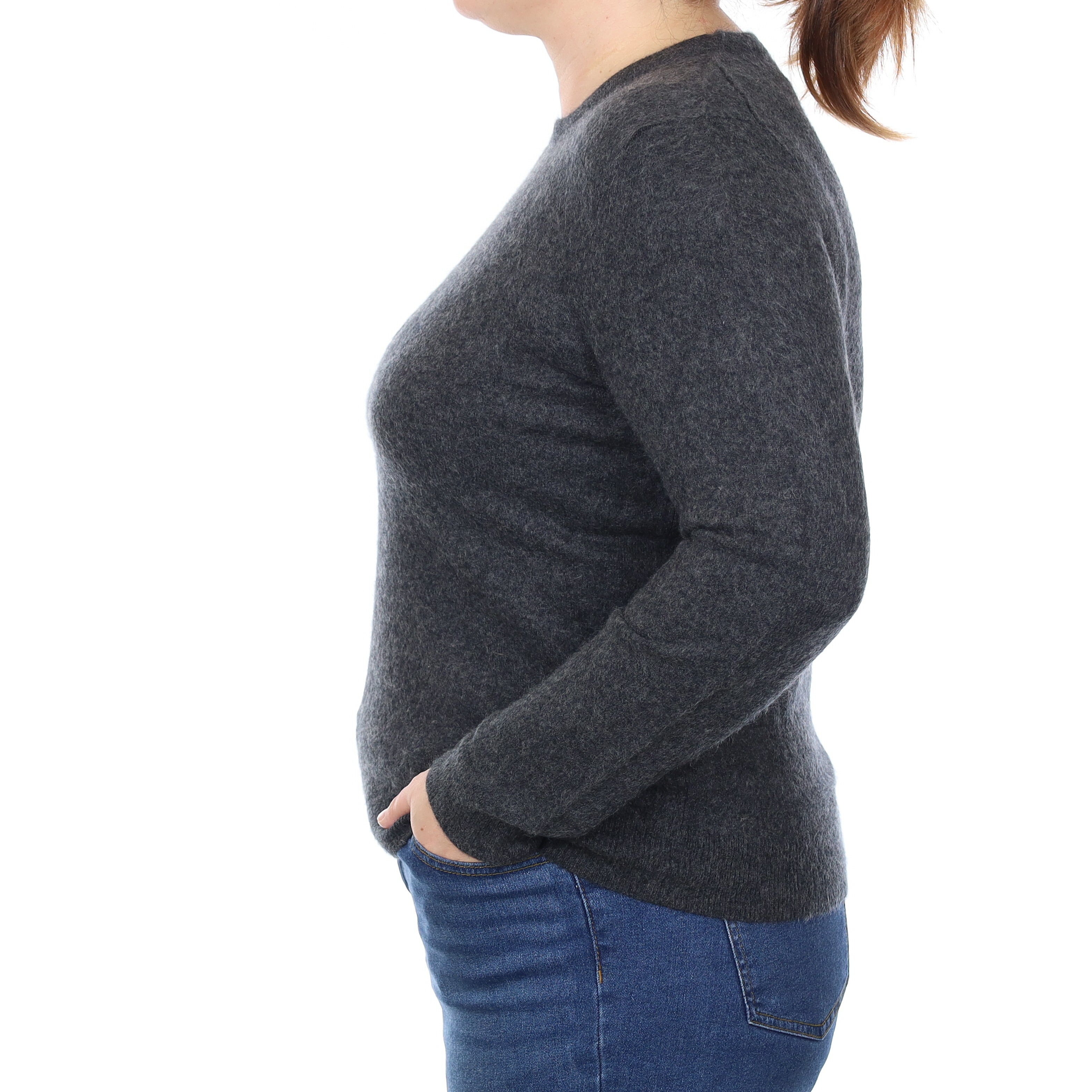 Granite Grey Cashmere Crew Neck Jumper Large