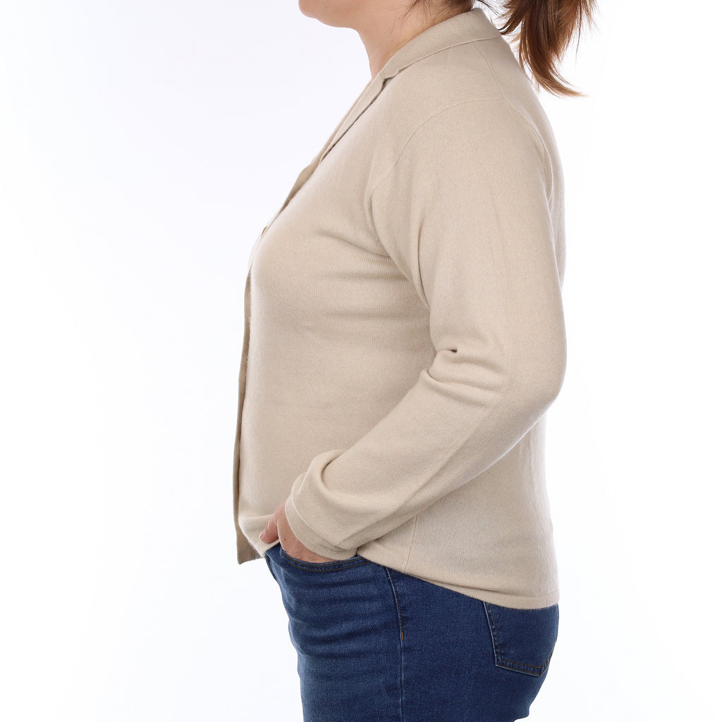 Alabaster Cashmere Collared V Neck Cardigan Large