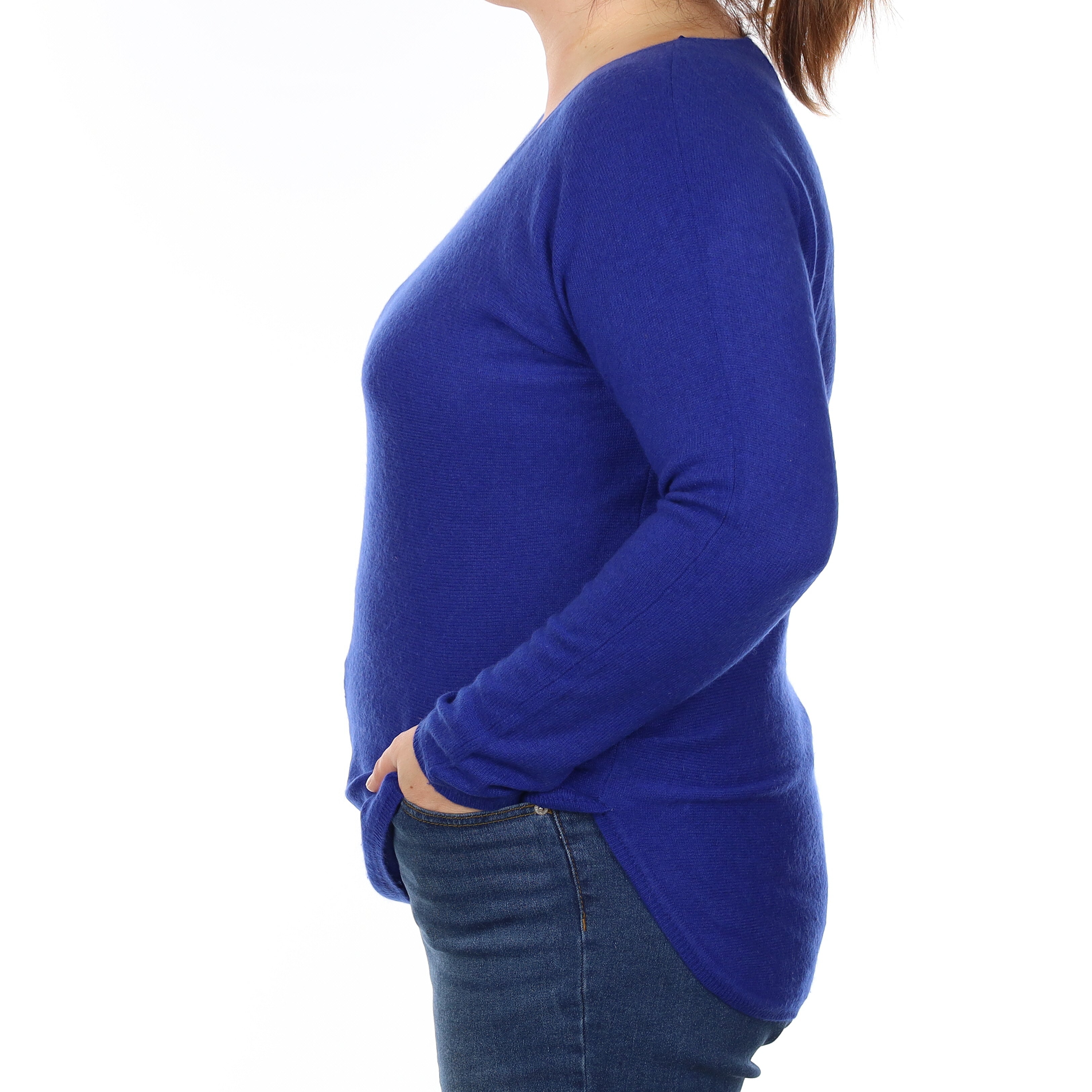 Electric Blue Cashmere Batwing Crew Neck Jumper Large