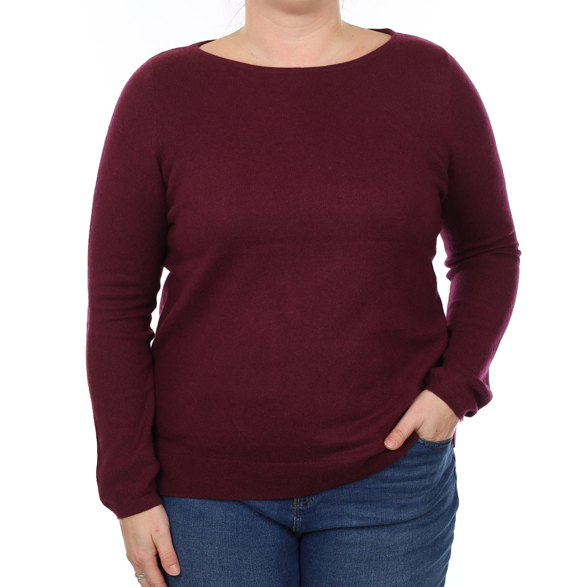 Mulberry Purple Cashmere Boat Neck Jumper Large