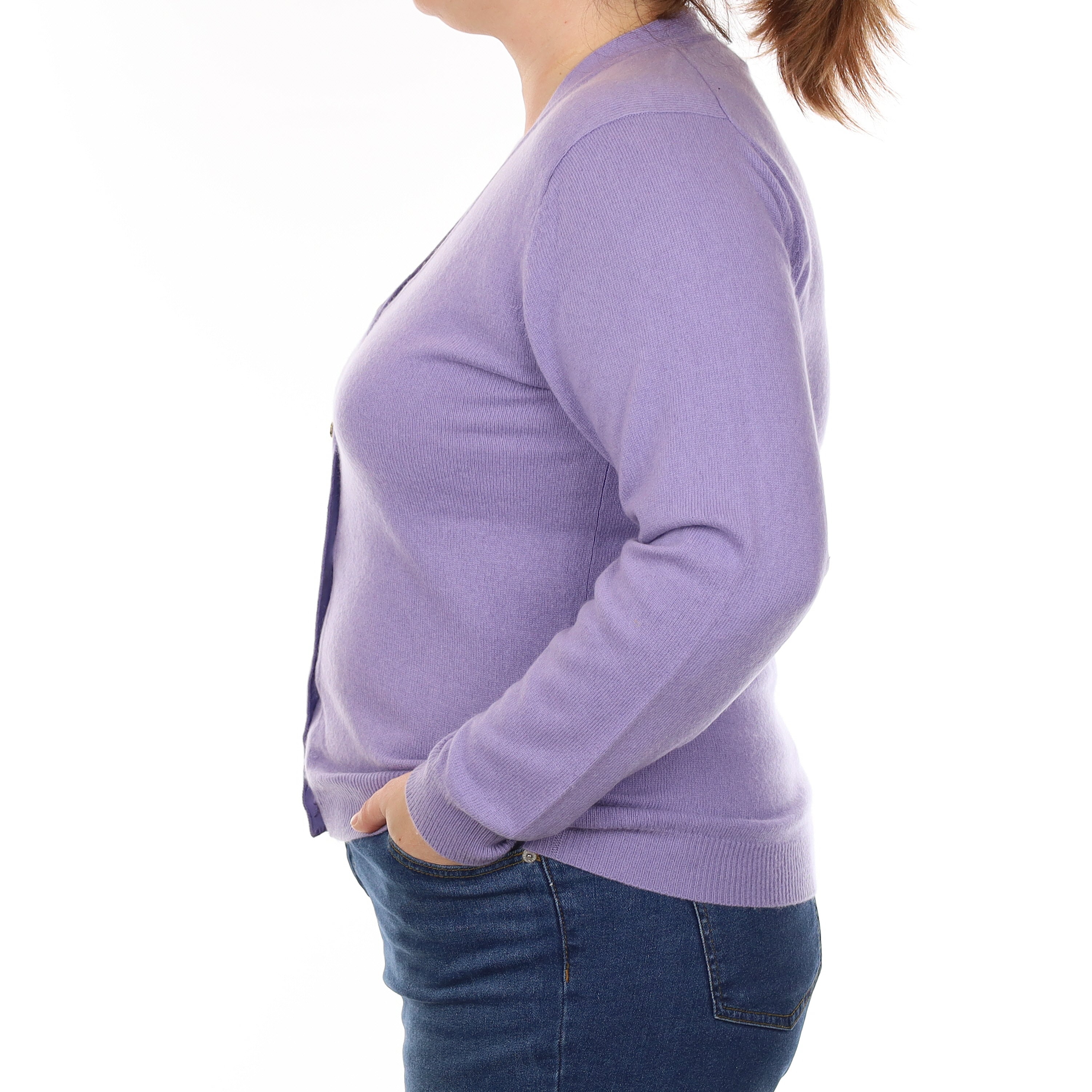 Lilac Purple Cashmere V Neck Cardigan Large