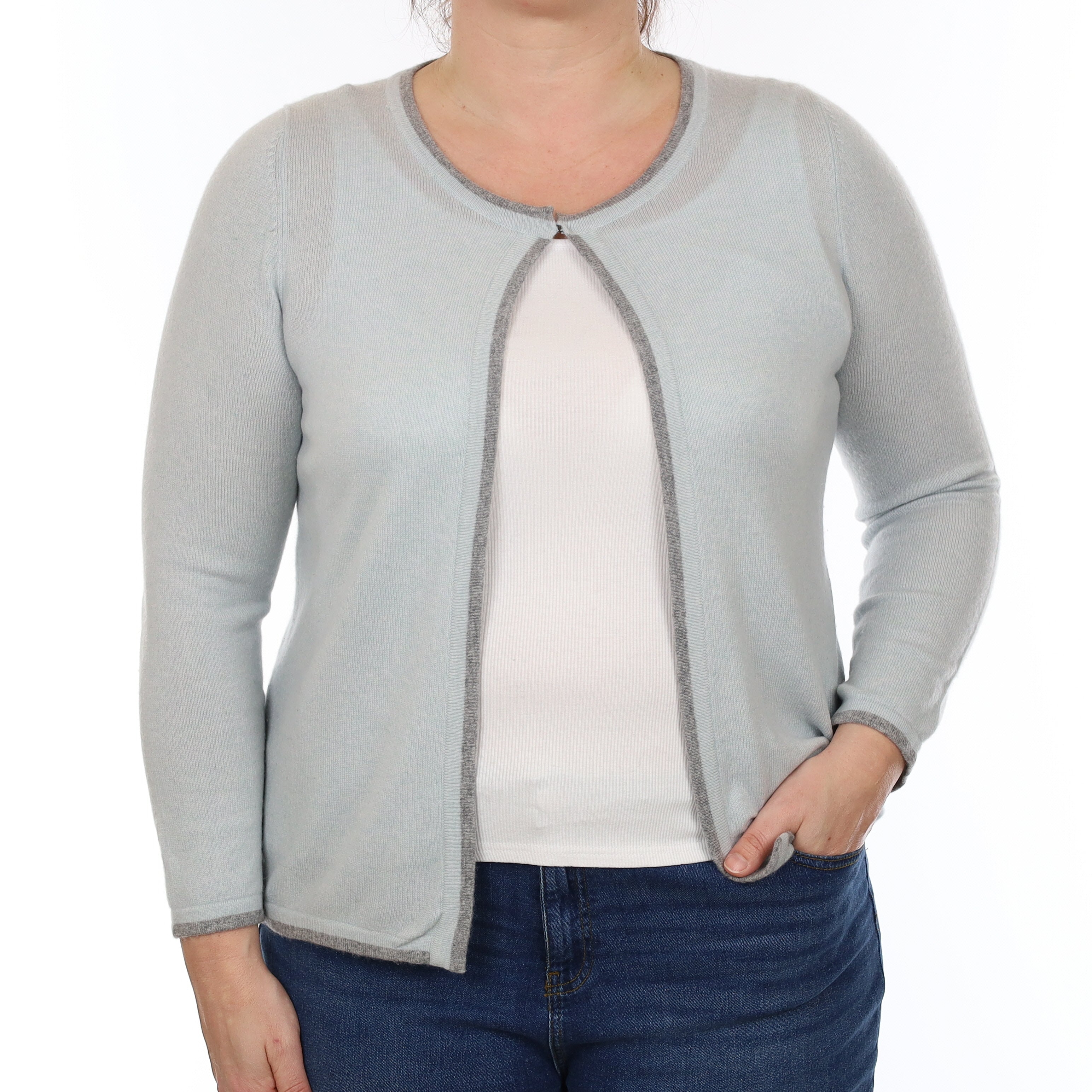 Jaeger Opal Blue Cashmere Swing Style Cardigan Large