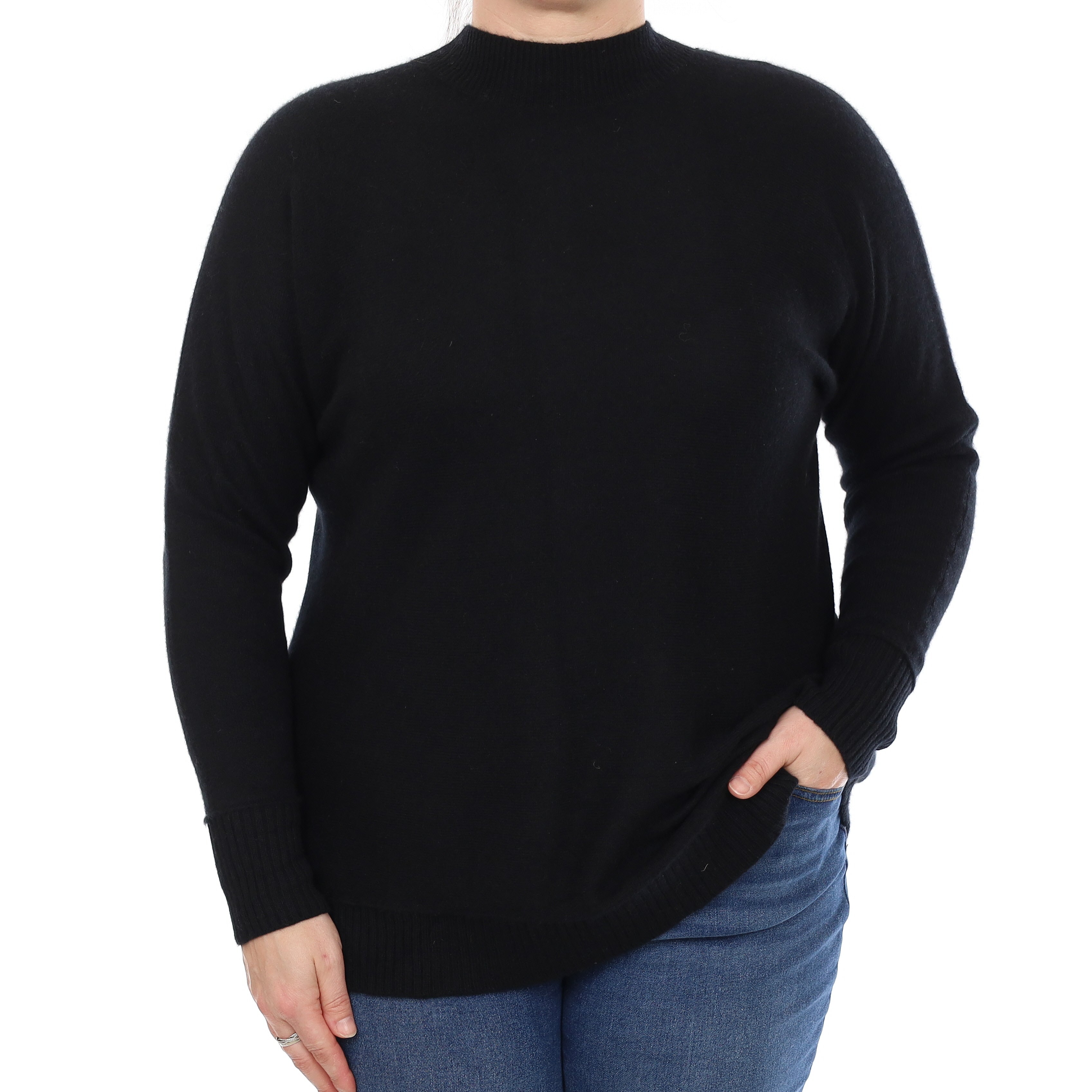 Black Rainbow Trim Open Back Cashmere Turtleneck Jumper Large