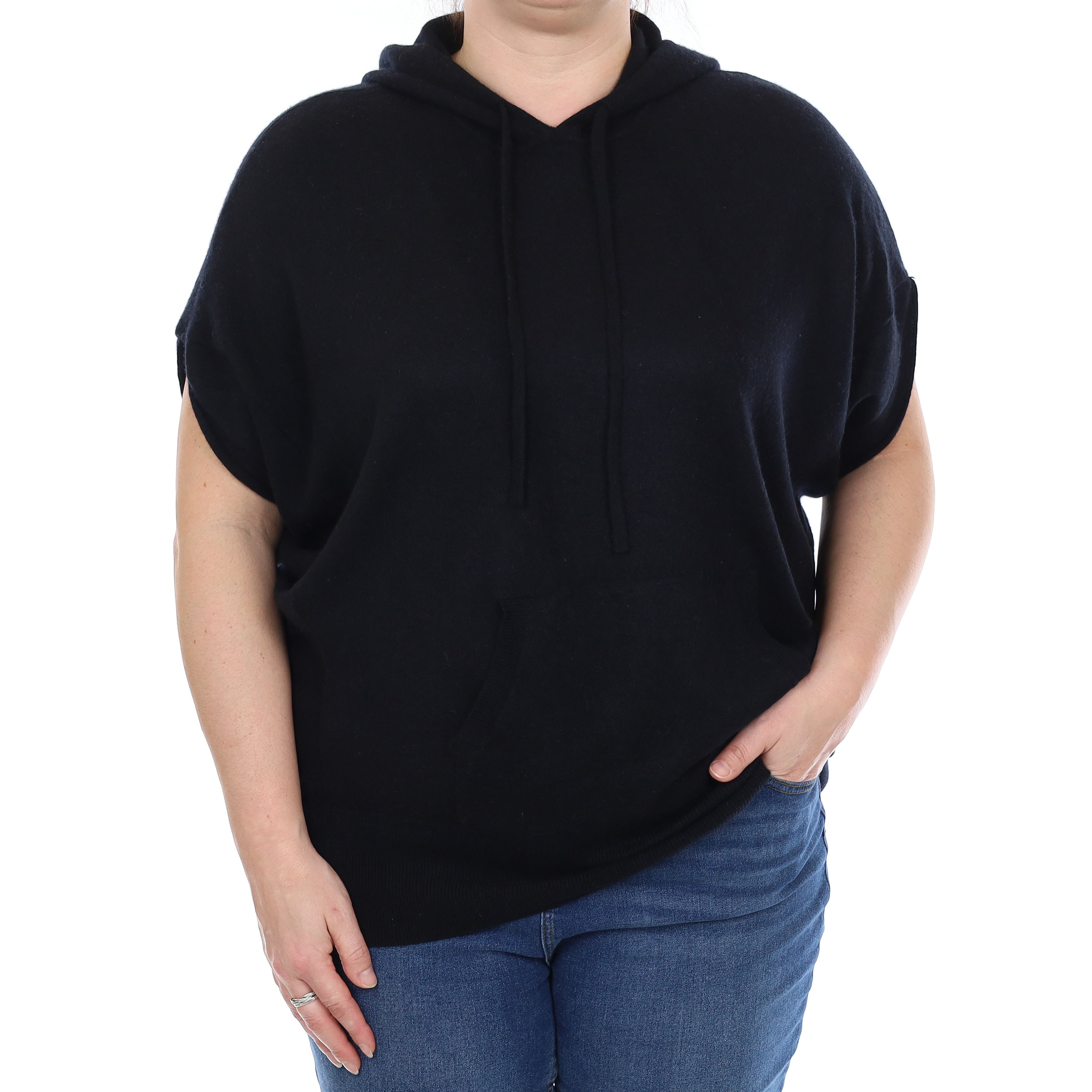 Vince Black Cashmere Slouchy Batwing Hoodie Jumper Large