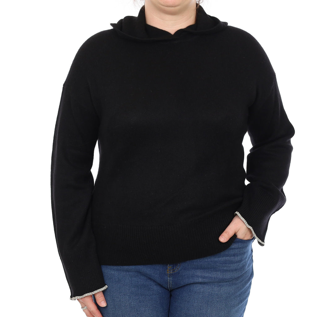 Theory Black Heavy Knit Cashmere Hoodie Jumper Large