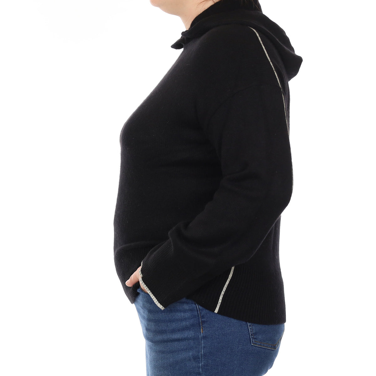Theory Black Heavy Knit Cashmere Hoodie Jumper Large