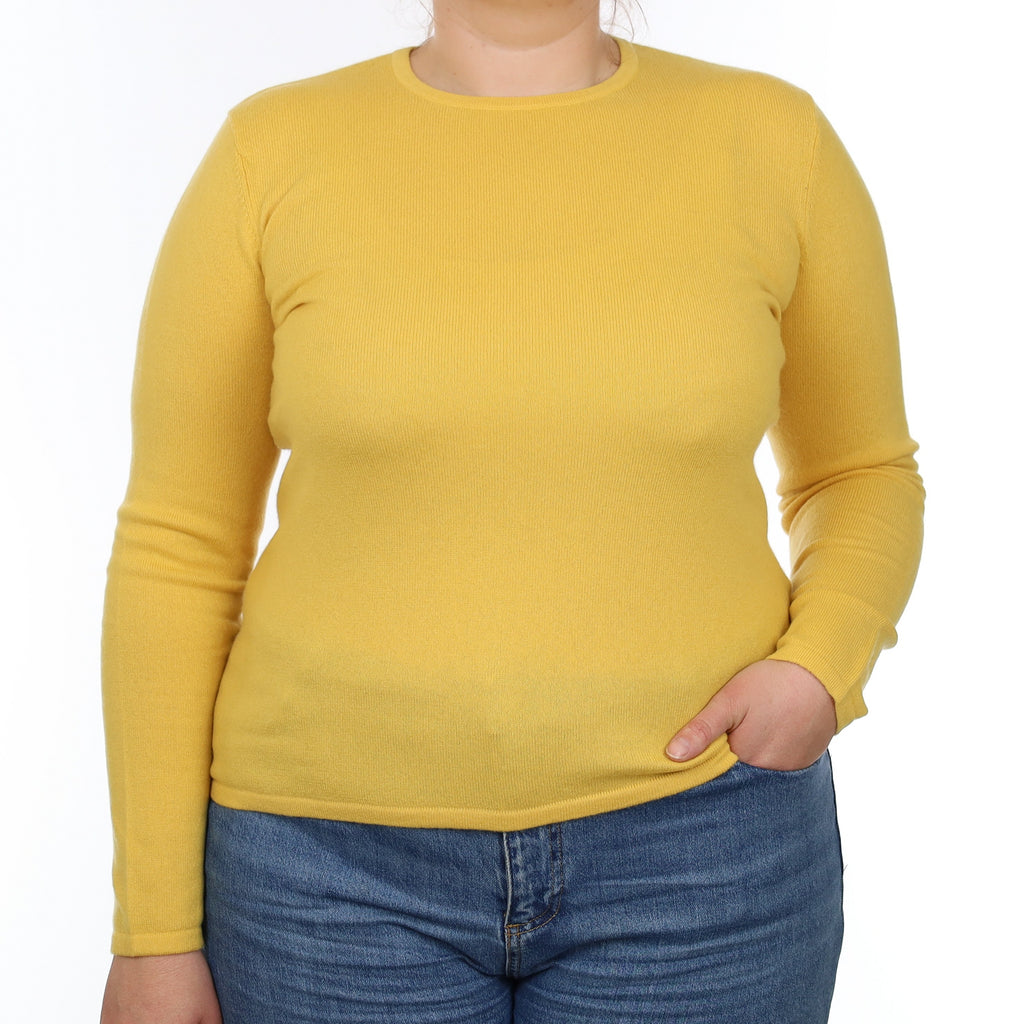 Pineapple Yellow Cashmere Crew Neck Jumper Large