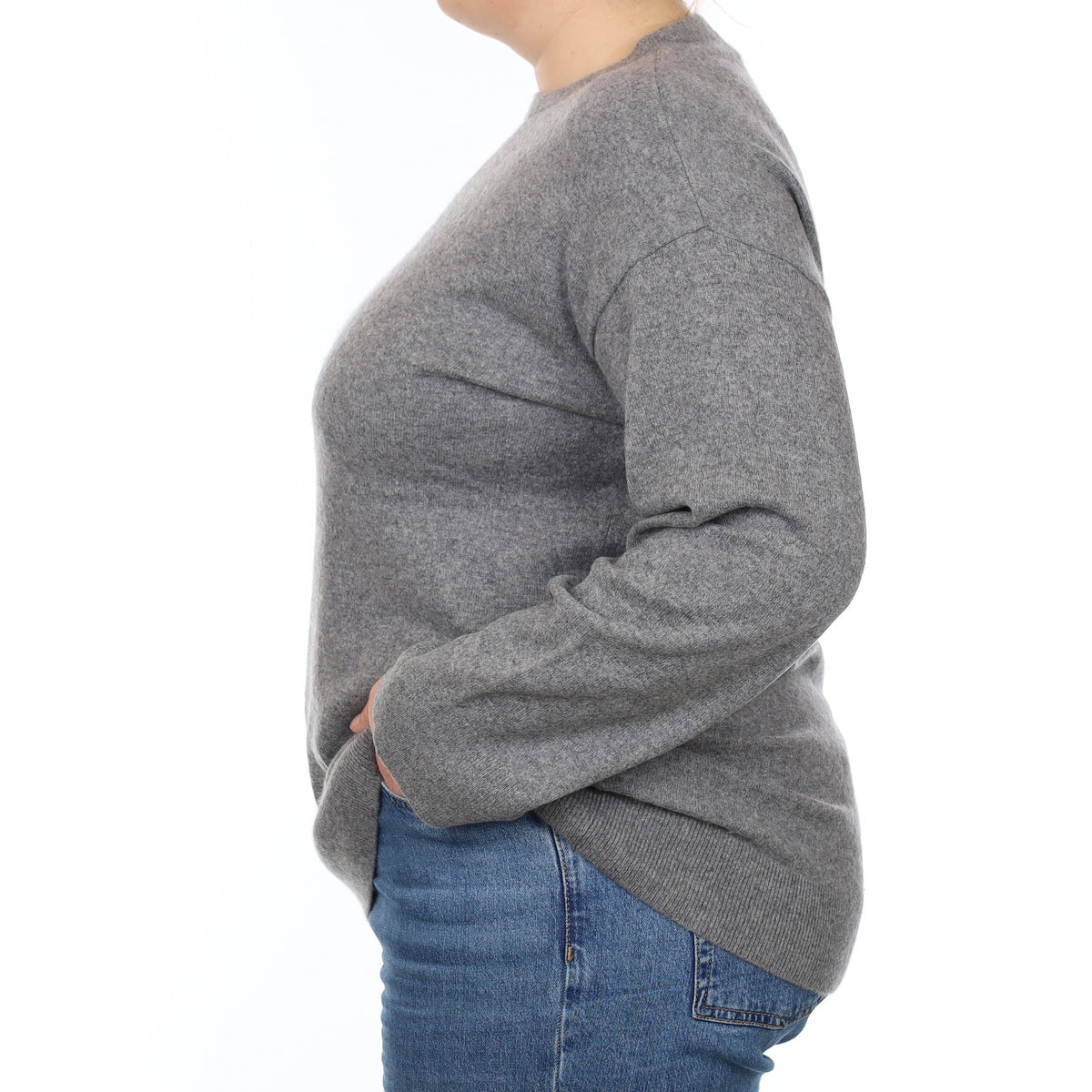 Ash Grey Slouchy Cashmere Crew Neck Jumper Large