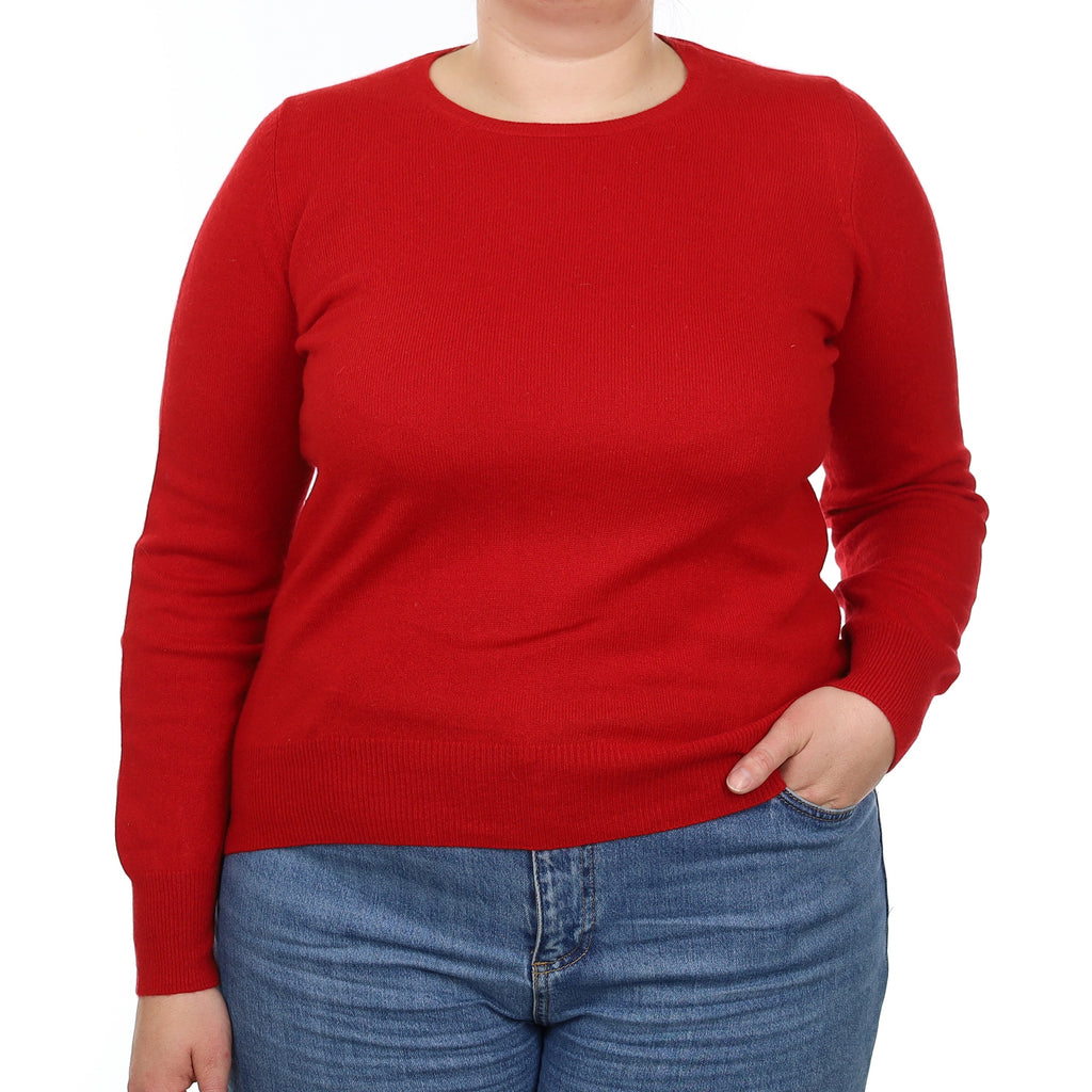 Post Box Red Cashmere Crew Neck Jumper Large