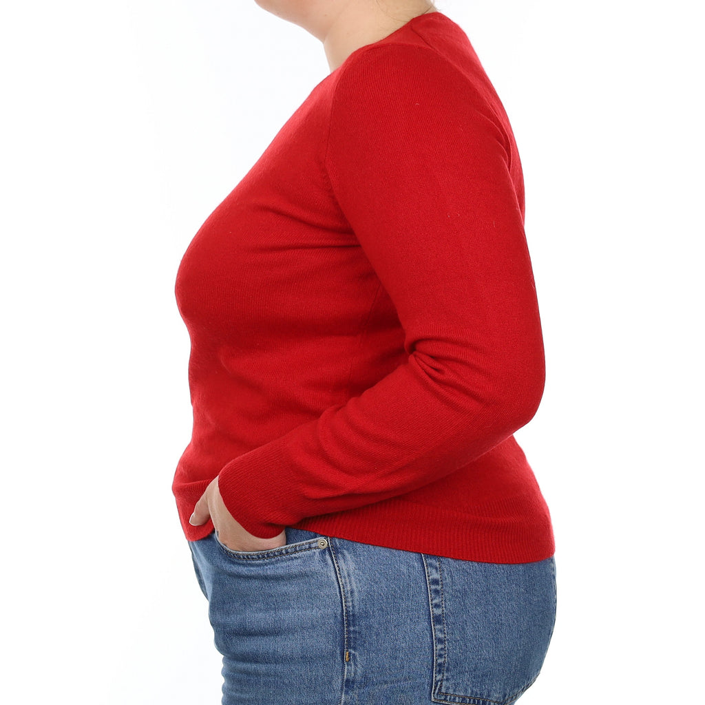 Post Box Red Cashmere Crew Neck Jumper Large