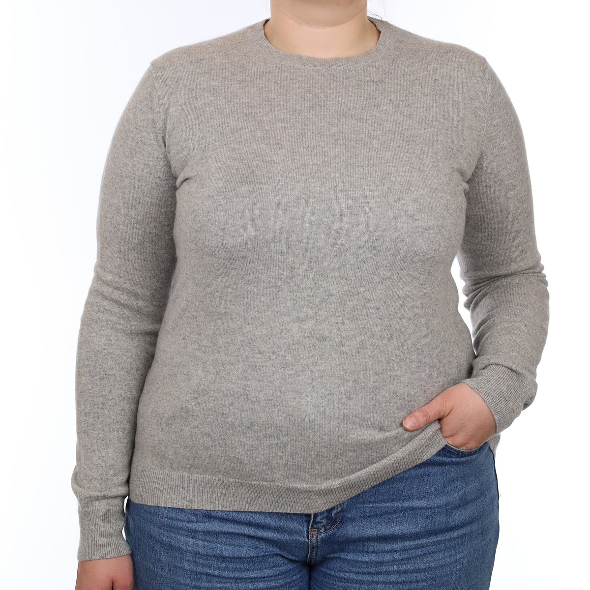 Smoke Grey Cashmere Crew Neck Jumper Large