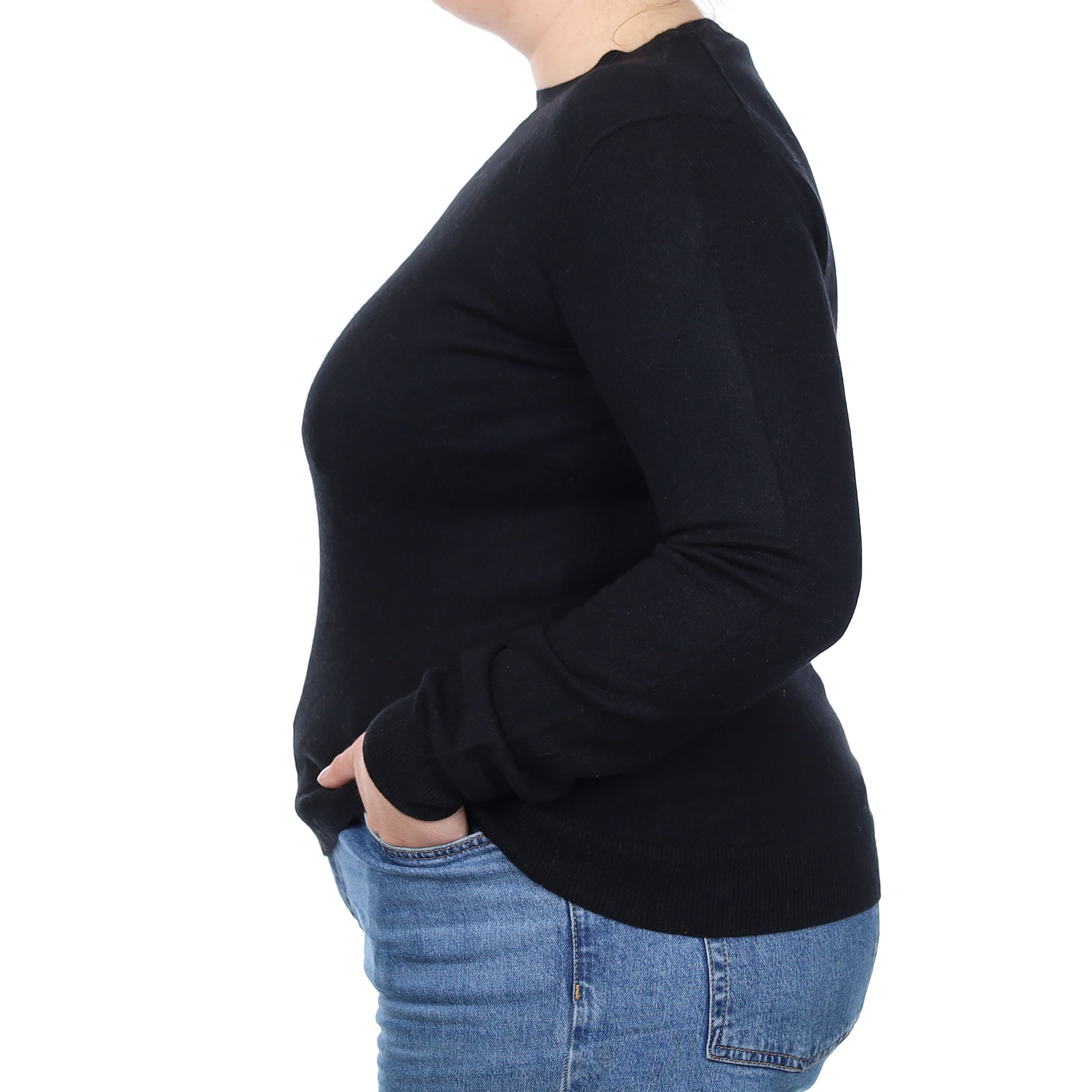 Black Cashmere Crew Neck Jumper Large