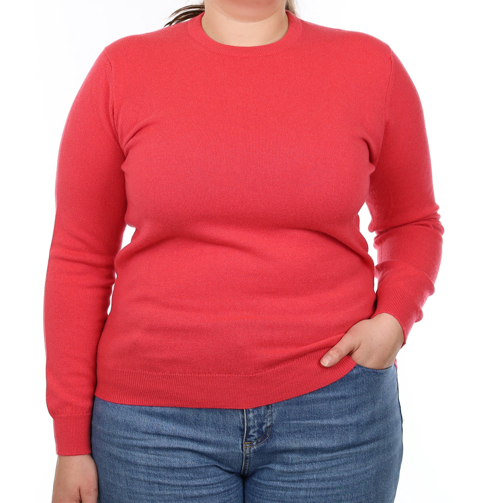 Brand New Scottish Cranberry Pink Cashmere Crew Neck Jumper Large