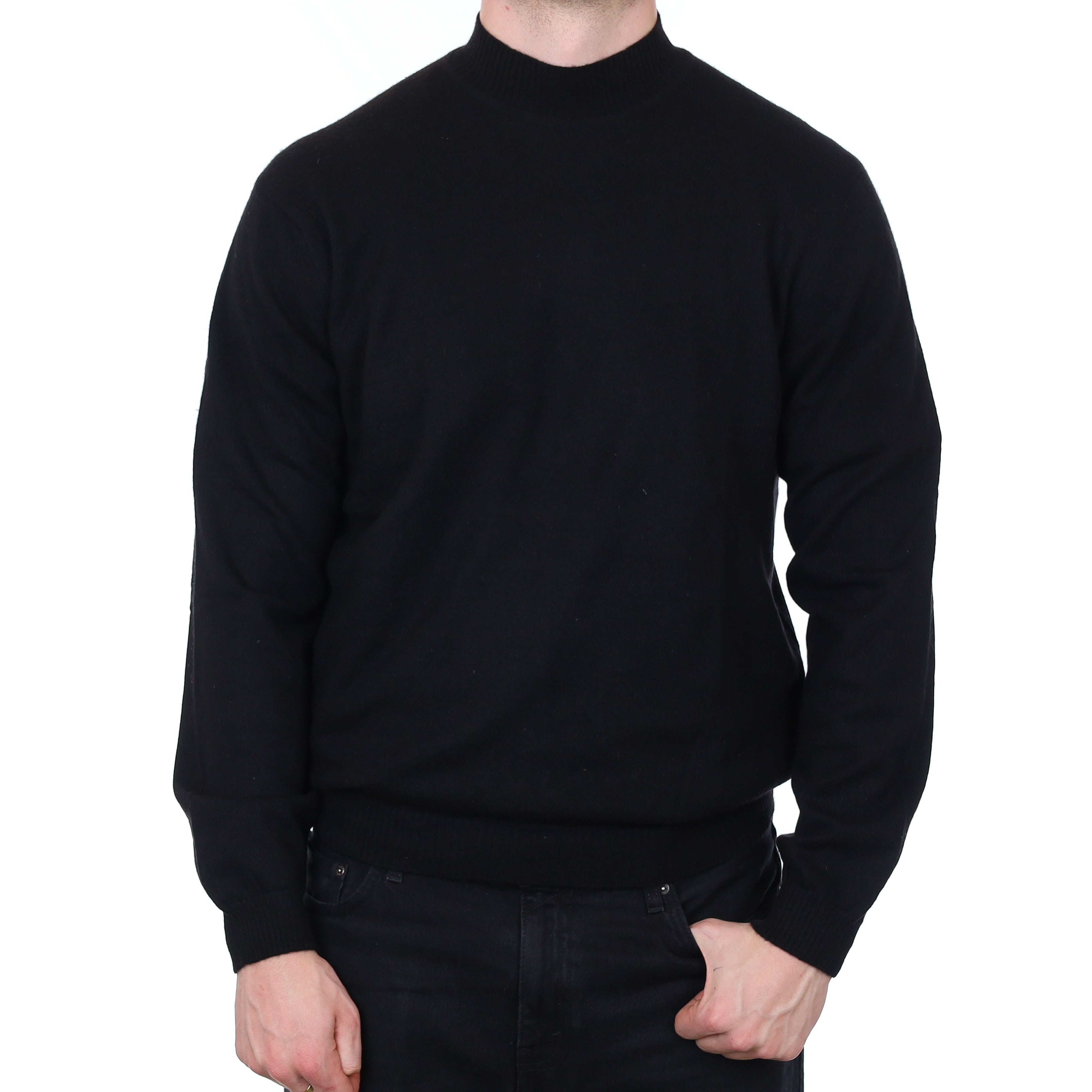 Men's Black Cashmere Turtle Neck Jumper XL