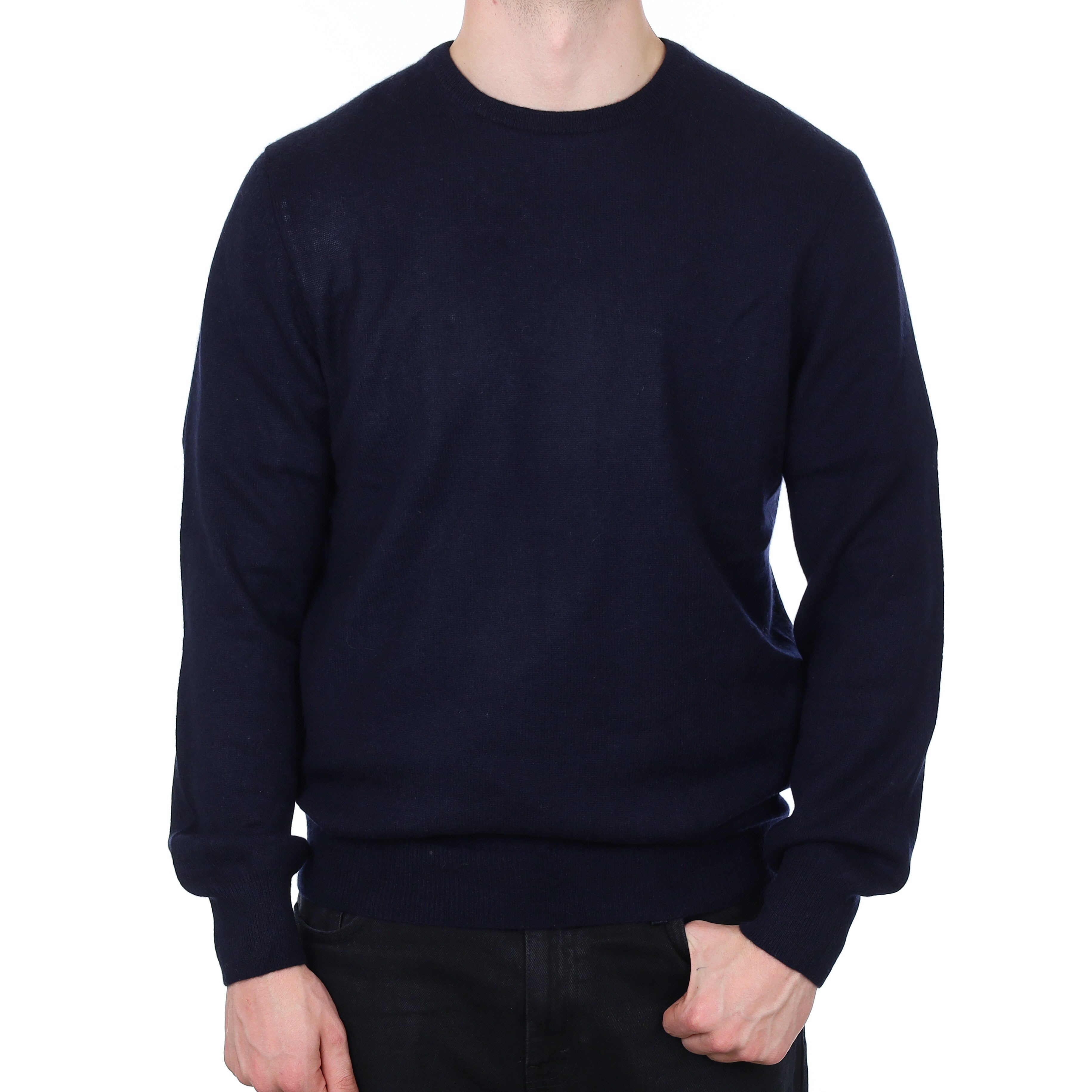 Men's Dark Navy Cashmere Crew Neck Jumper XL
