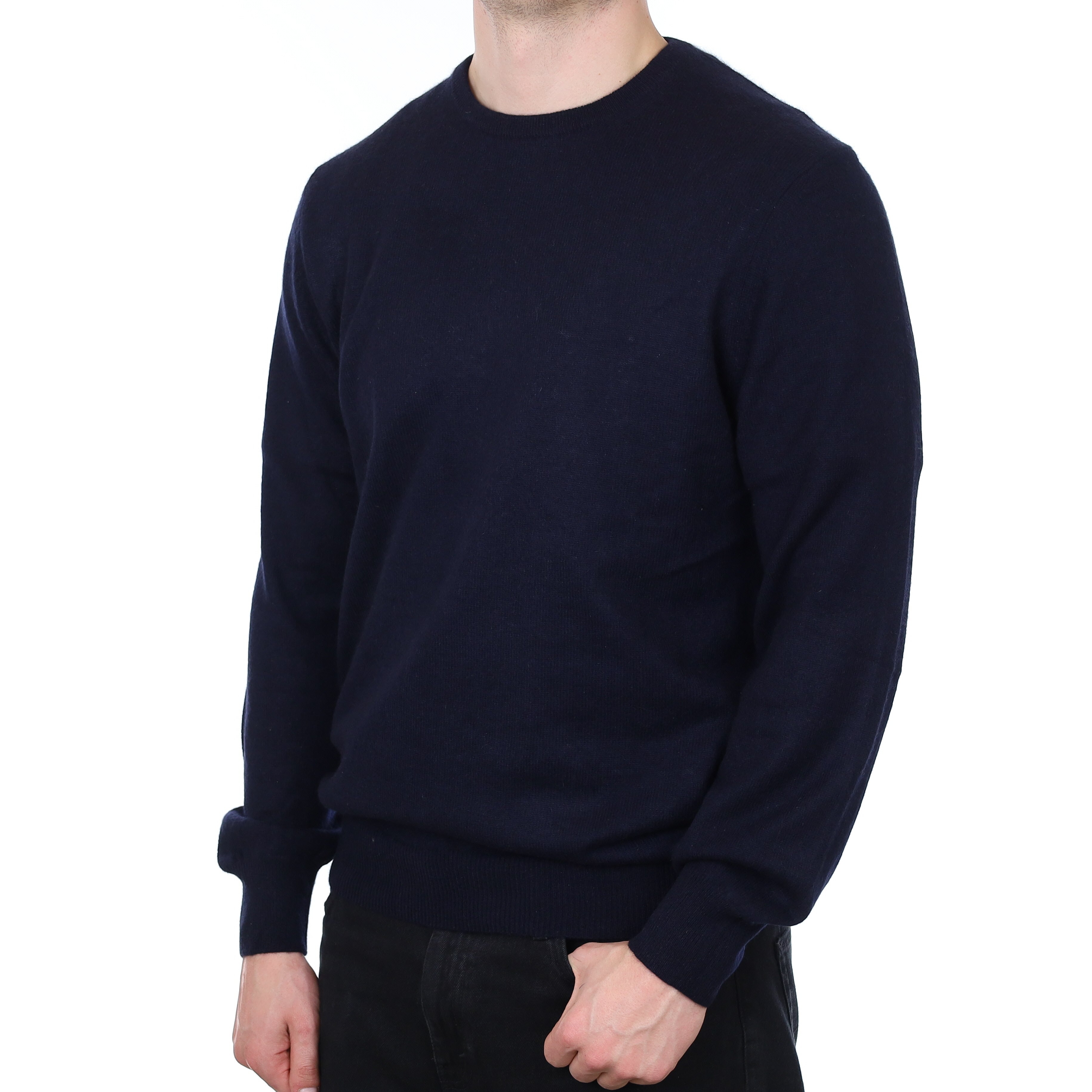 Men's Dark Navy Cashmere Crew Neck Jumper XL