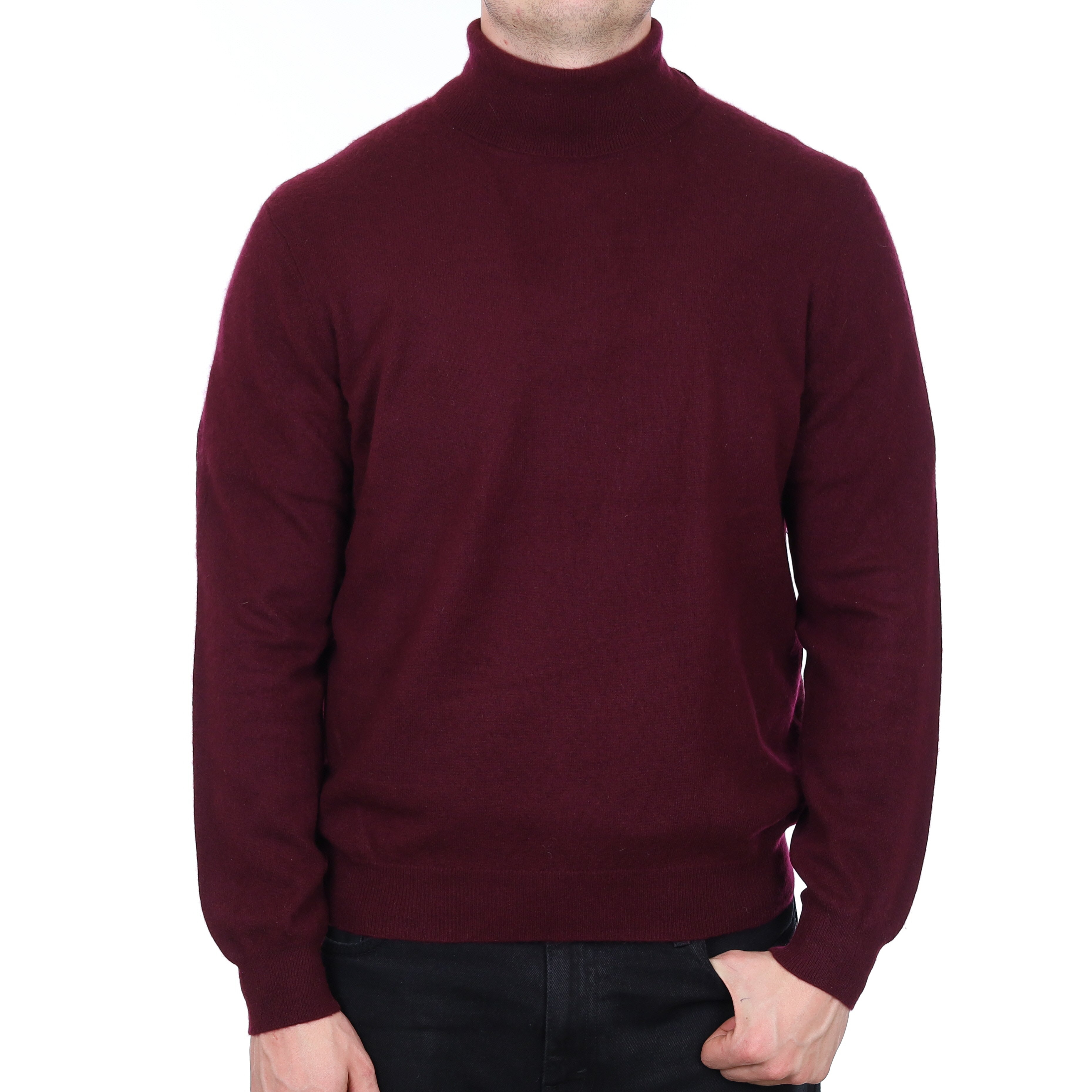 Men's Mulberry Purple Cashmere Polo Neck Jumper XXL