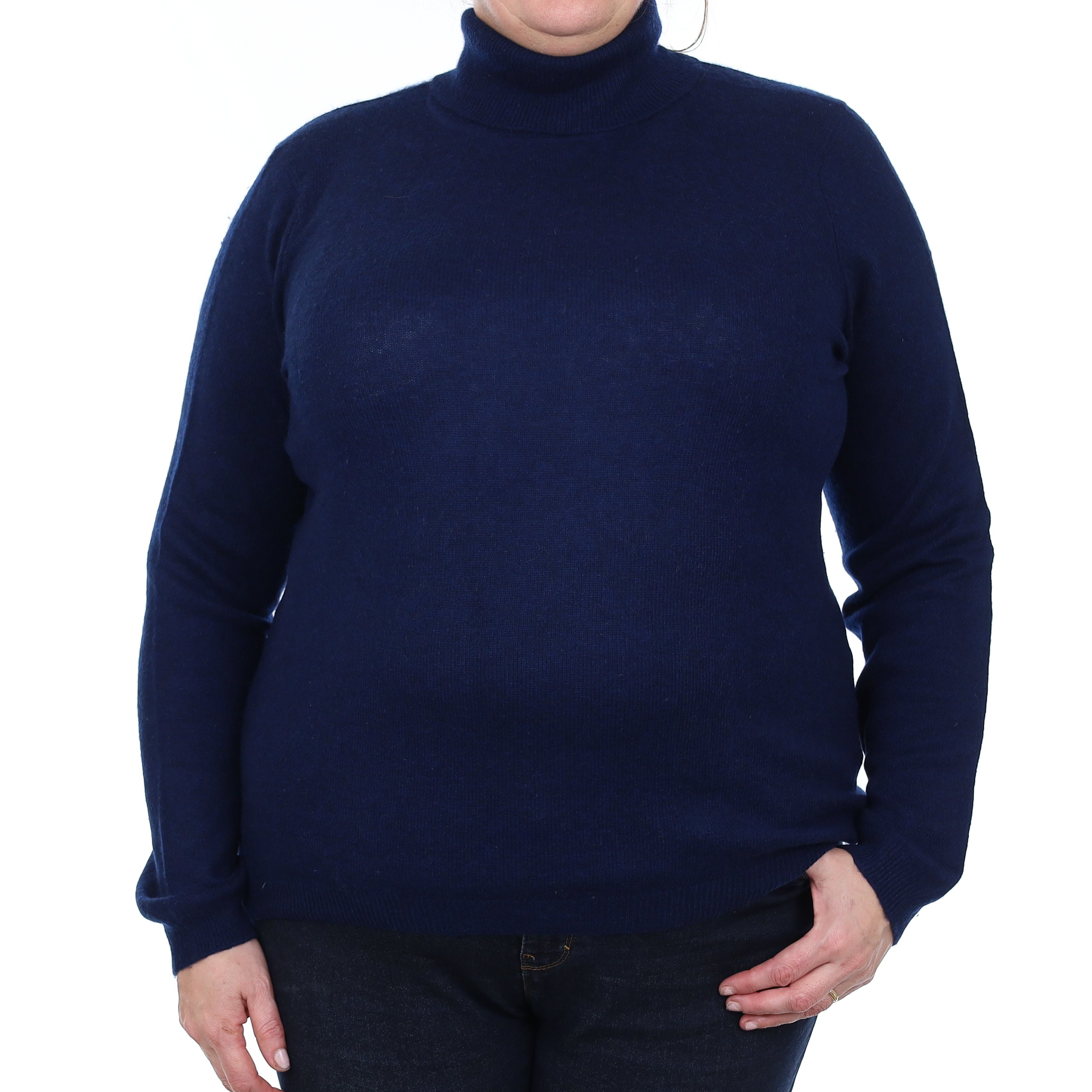 Navy Cashmere Polo Neck Jumper Extra Large