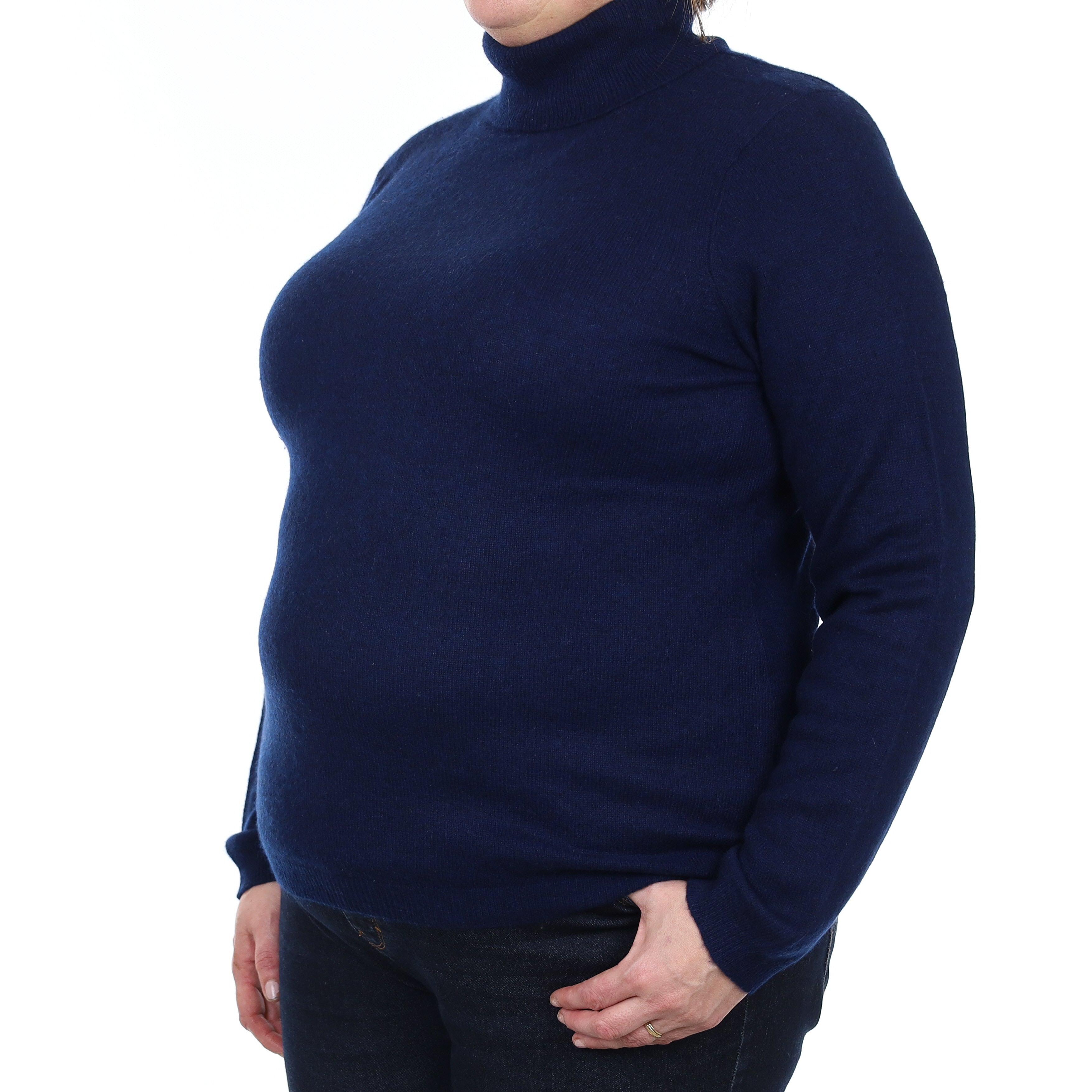 Navy Cashmere Polo Neck Jumper Extra Large