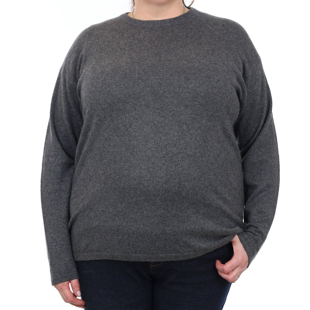 Granite Grey Cashmere Crew Neck Jumper Extra Large