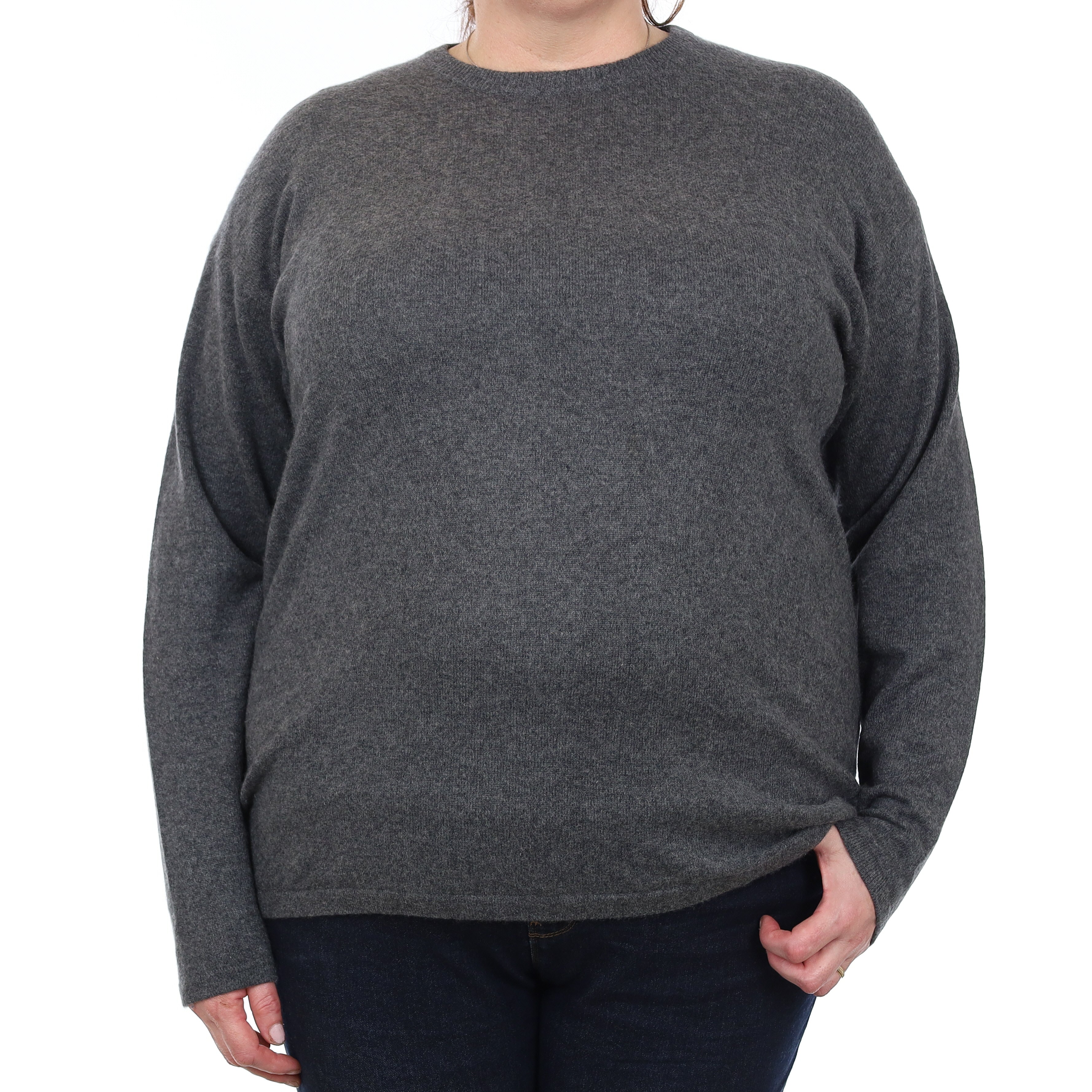 Granite Grey Cashmere Crew Neck Jumper Extra Large