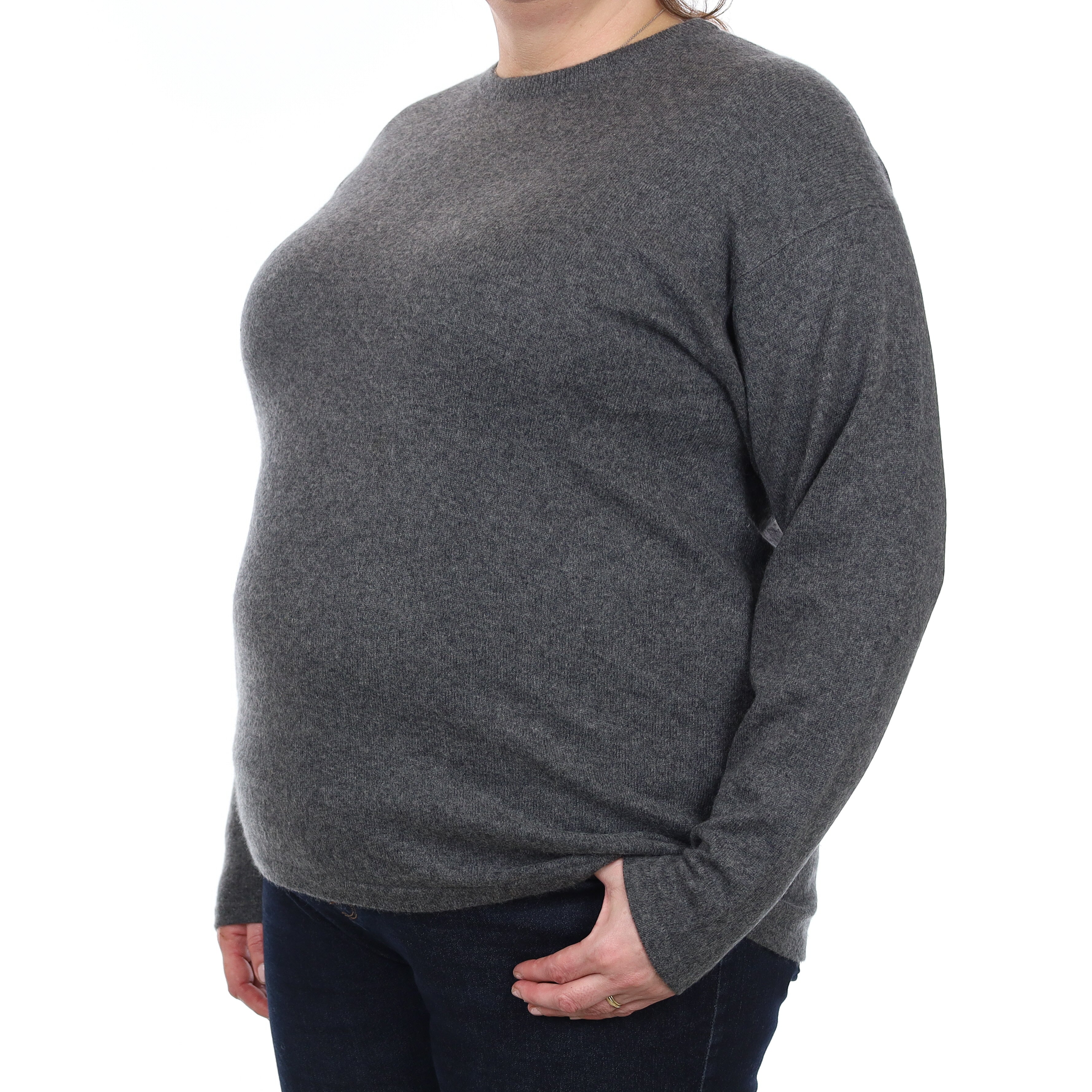 Granite Grey Cashmere Crew Neck Jumper Extra Large