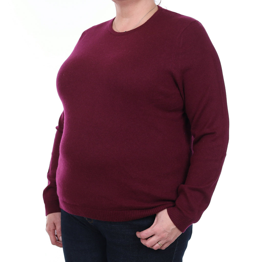 Wine Red Cashmere Crew Neck Jumper Extra Large