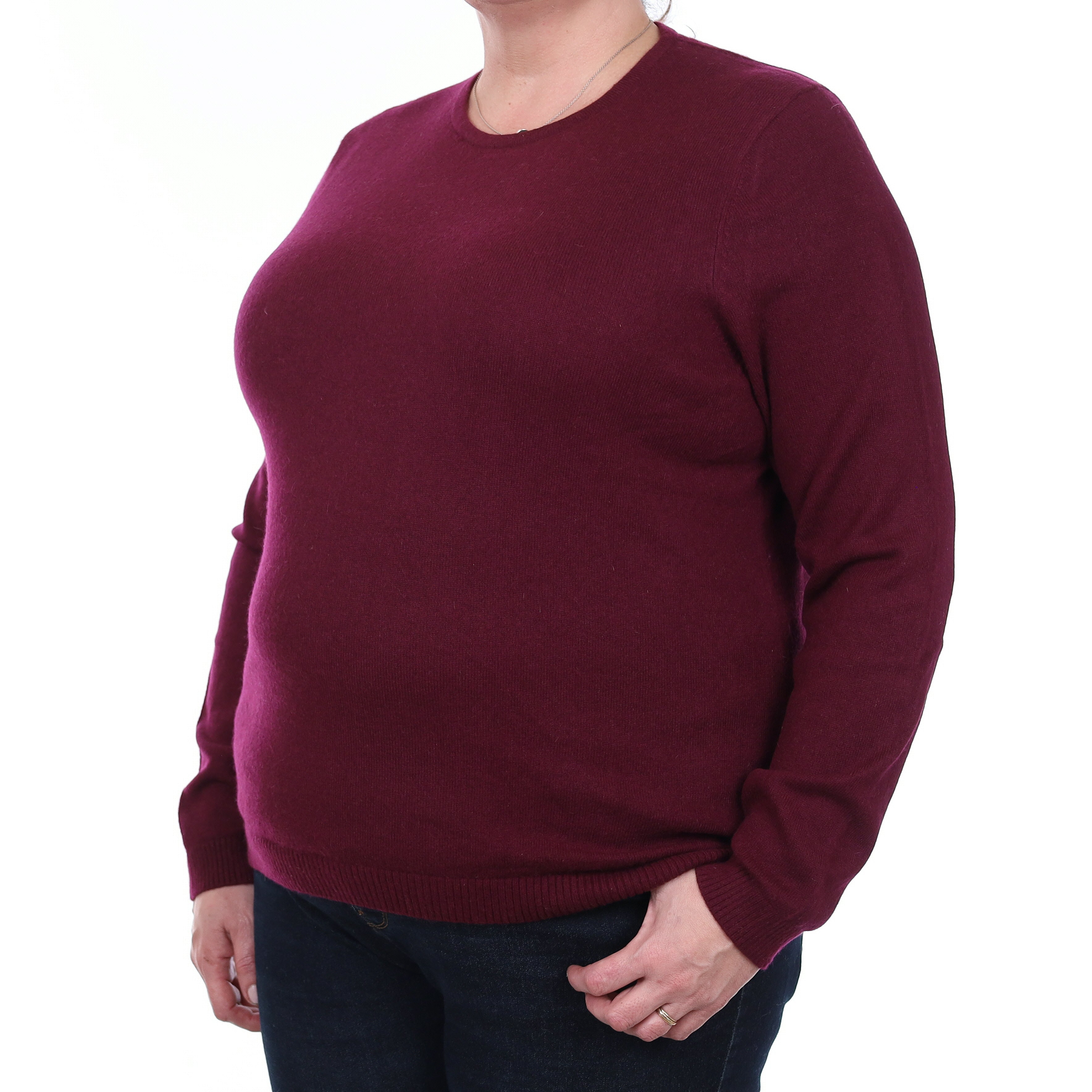 Wine Red Cashmere Crew Neck Jumper Extra Large