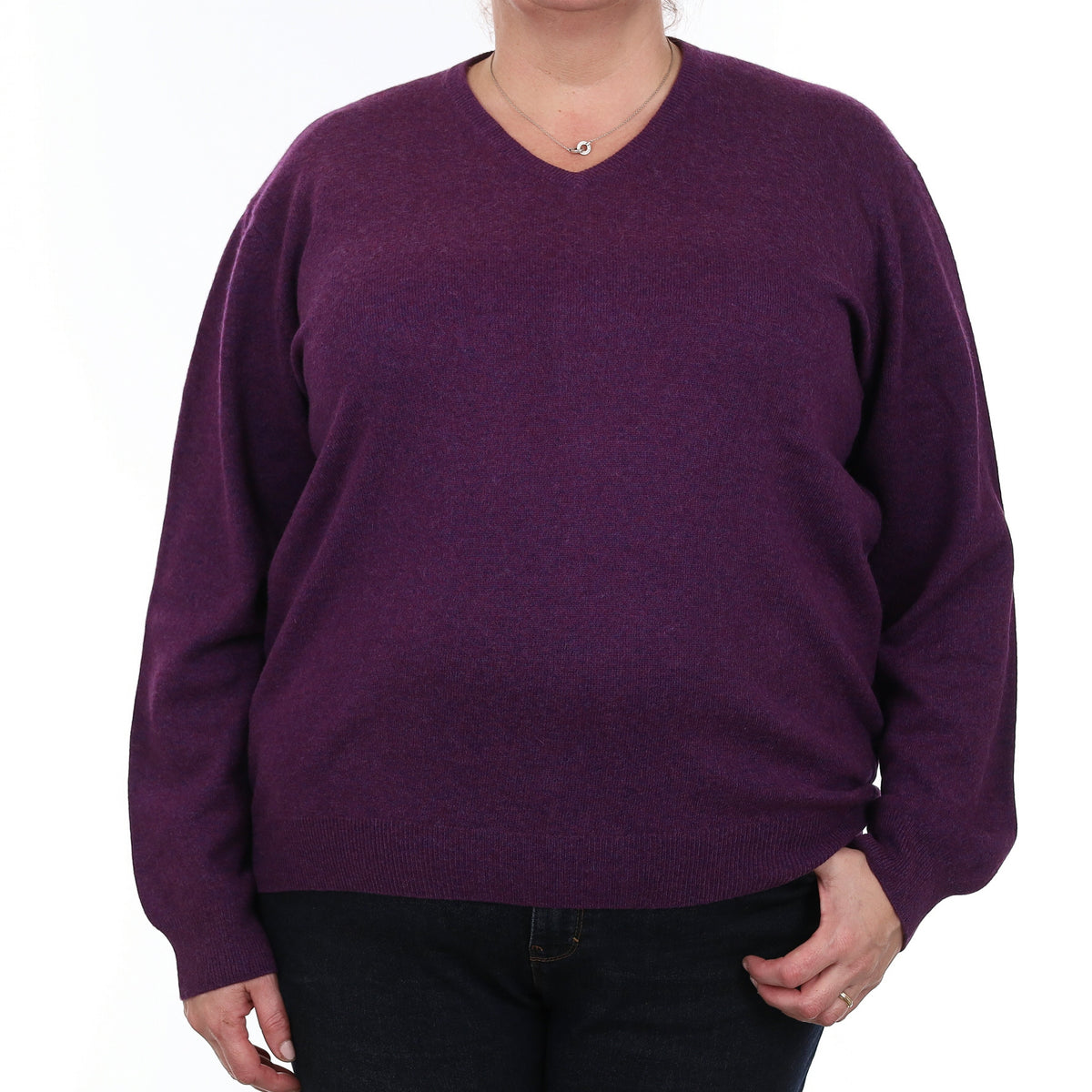 Fig Purple Cashmere V Neck Jumper XXXL
