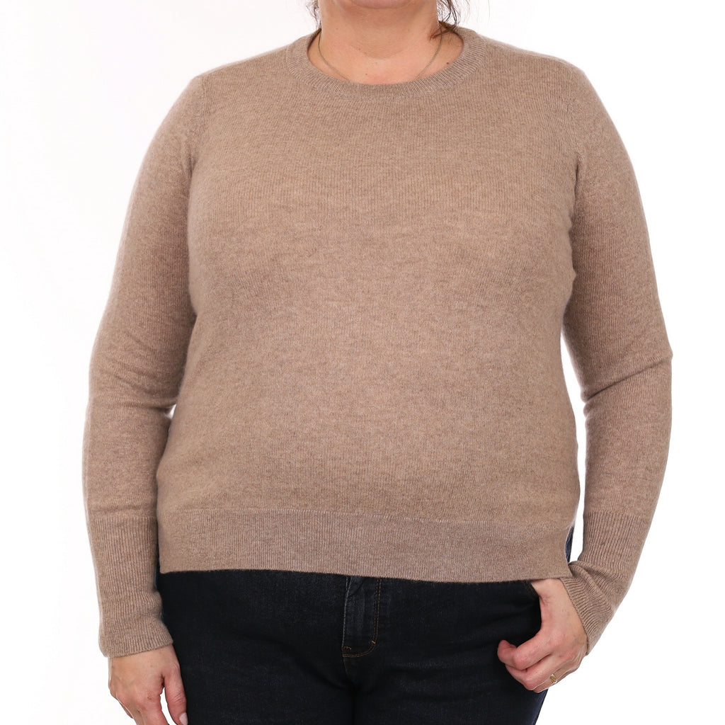 Mink Brown Cashmere Crew Neck Jumper Extra Large