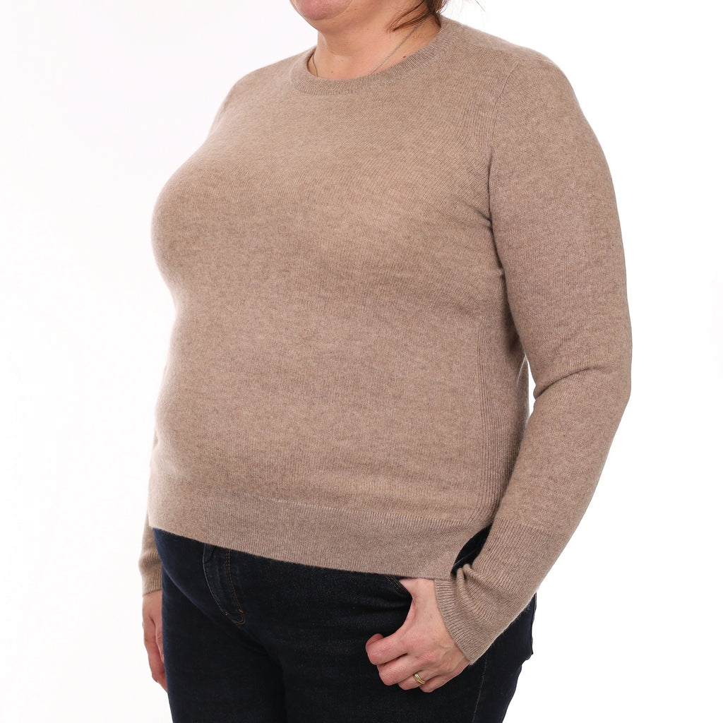 Mink Brown Cashmere Crew Neck Jumper Extra Large