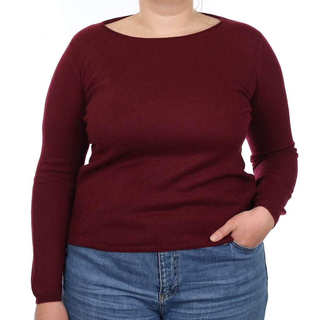 Mulberry Purple Cashmere Wide Crew Neck Jumper Large