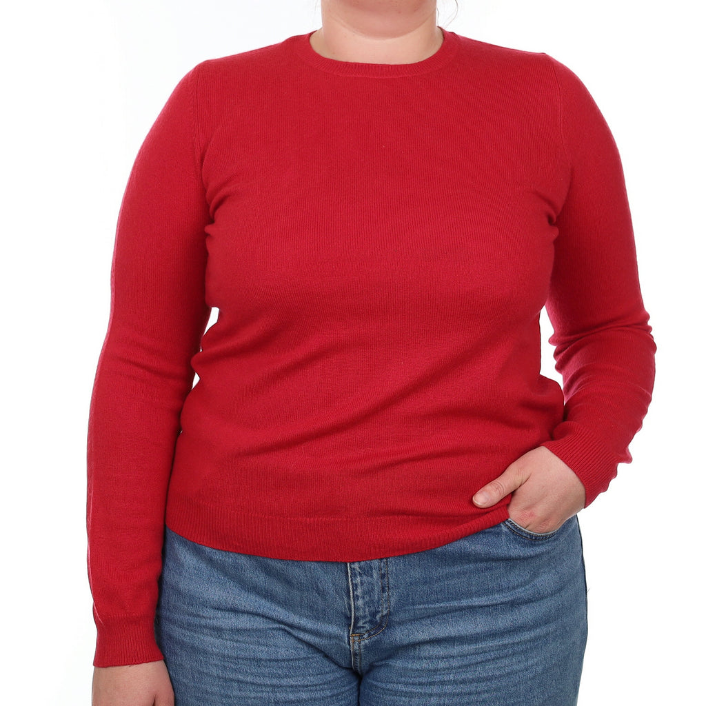 Ruby Red Cashmere Crew Neck Jumper Large