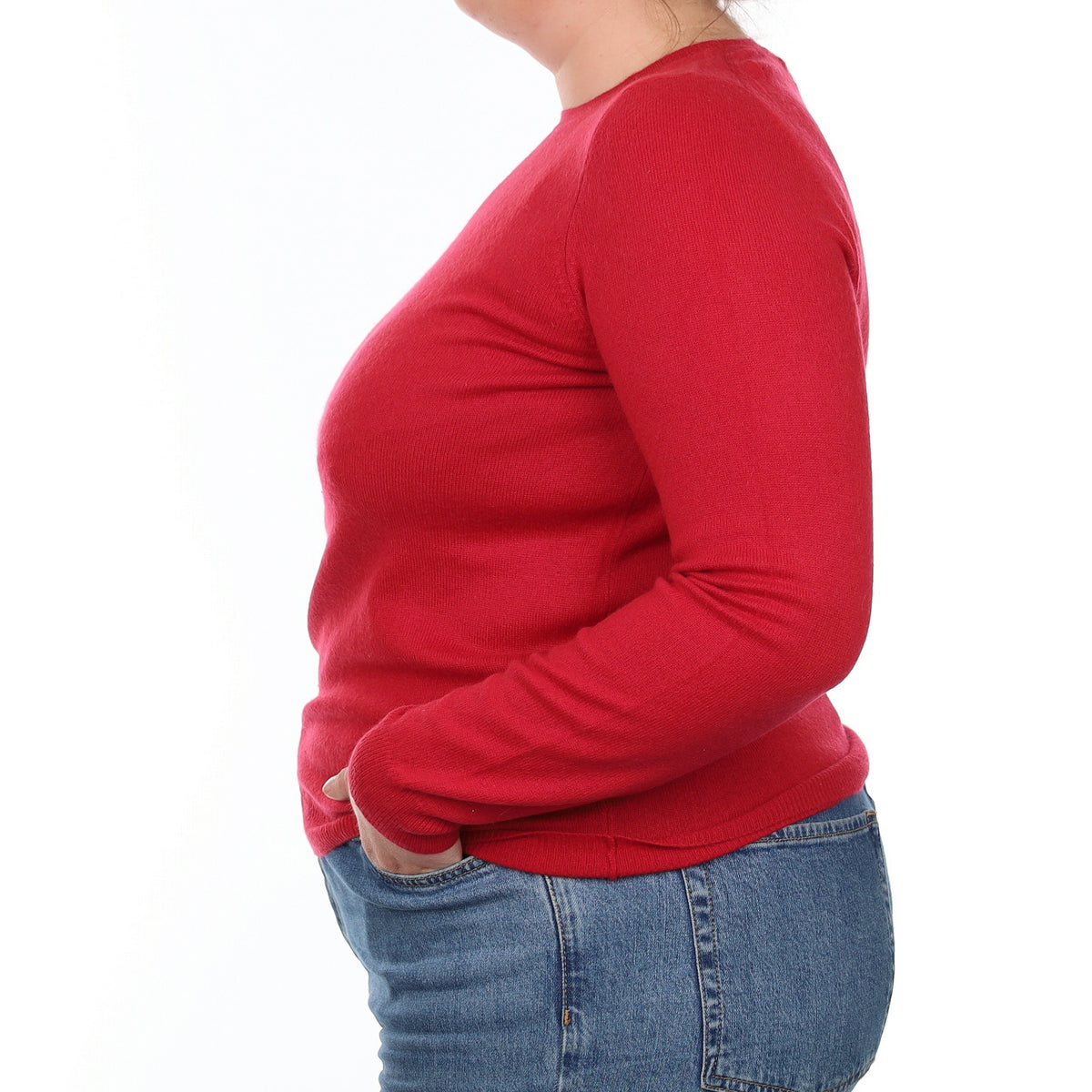 Ruby Red Cashmere Crew Neck Jumper Large
