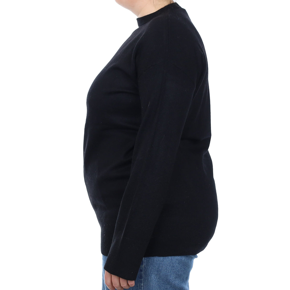 Black Cashmere Slouchy Crew Neck Jumper Large