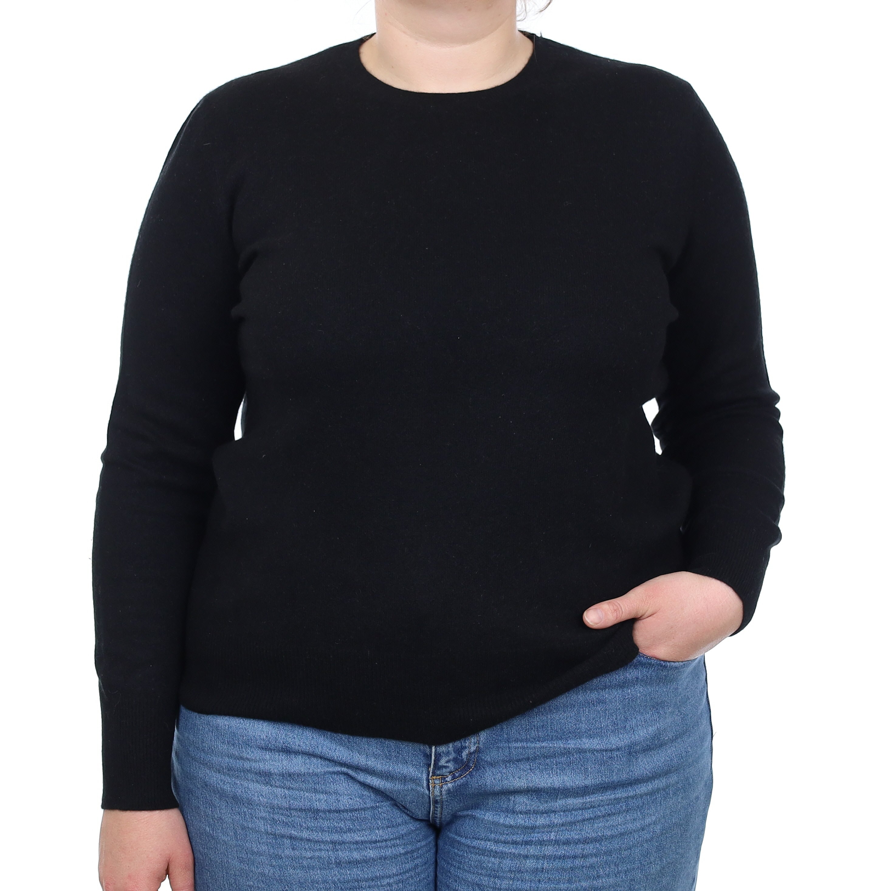 Black Cashmere Crew Neck Jumper Large