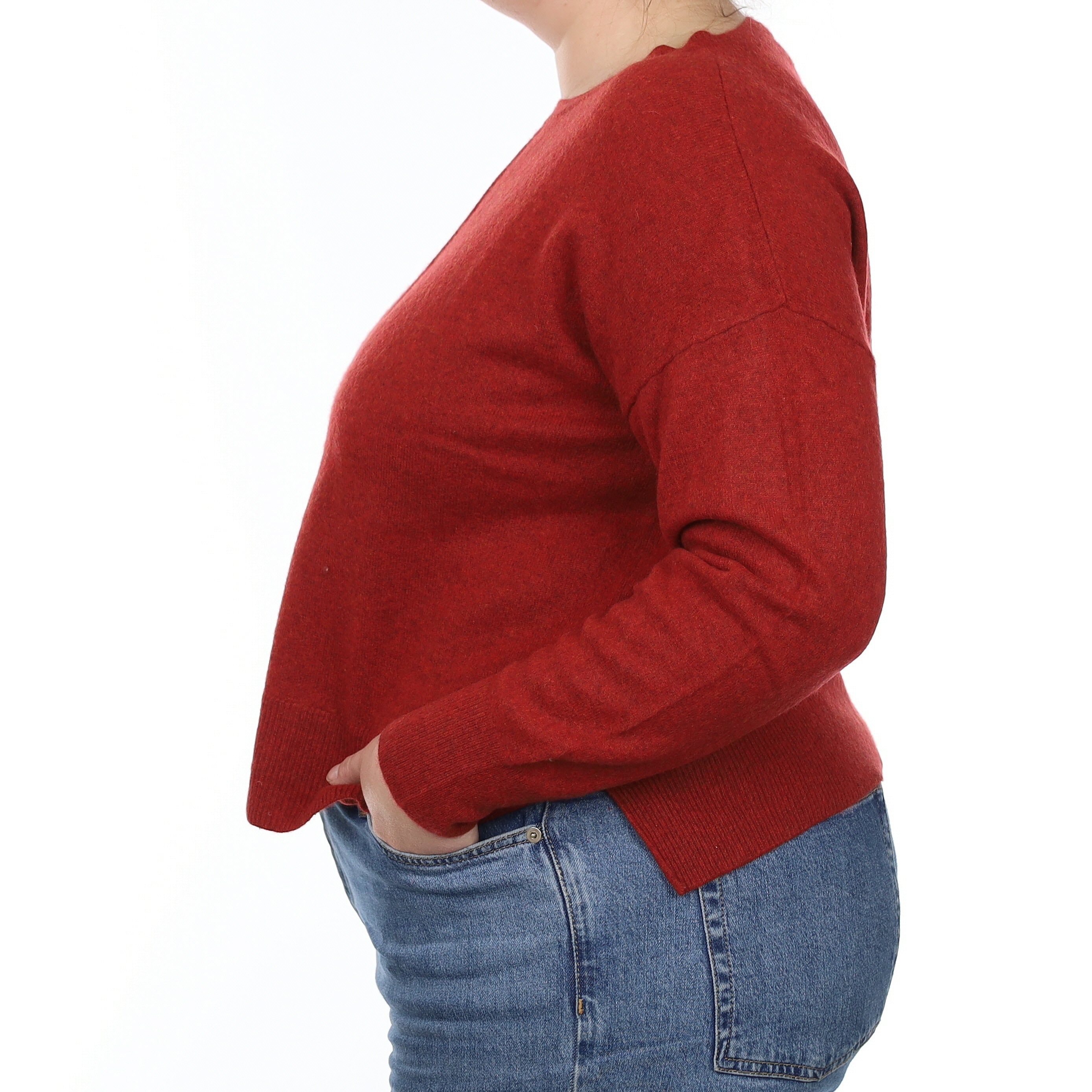 Paprika Red Cashmere Boxy Crew Neck Jumper Large