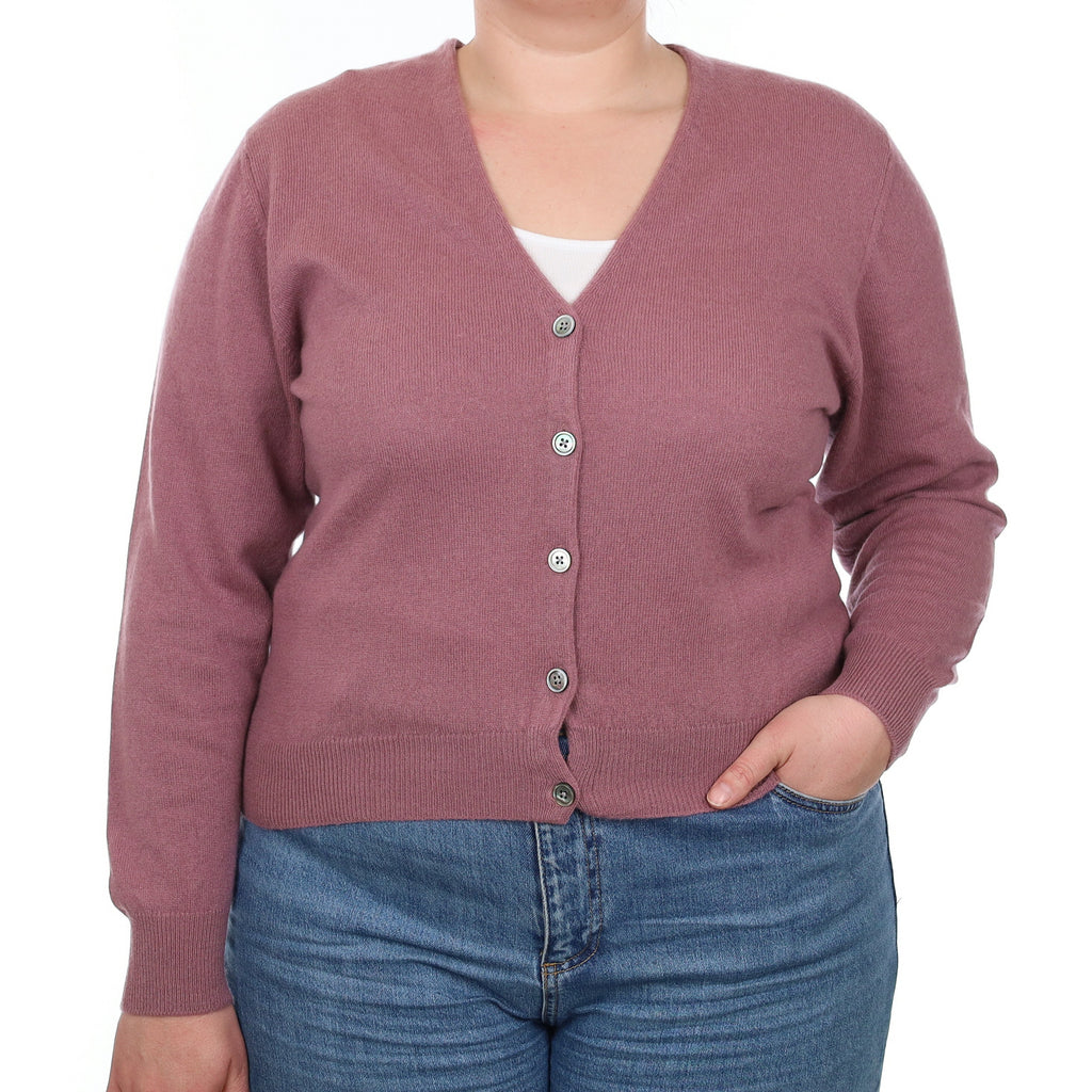 Antique Heather Cashmere V Neck Cardigan Large