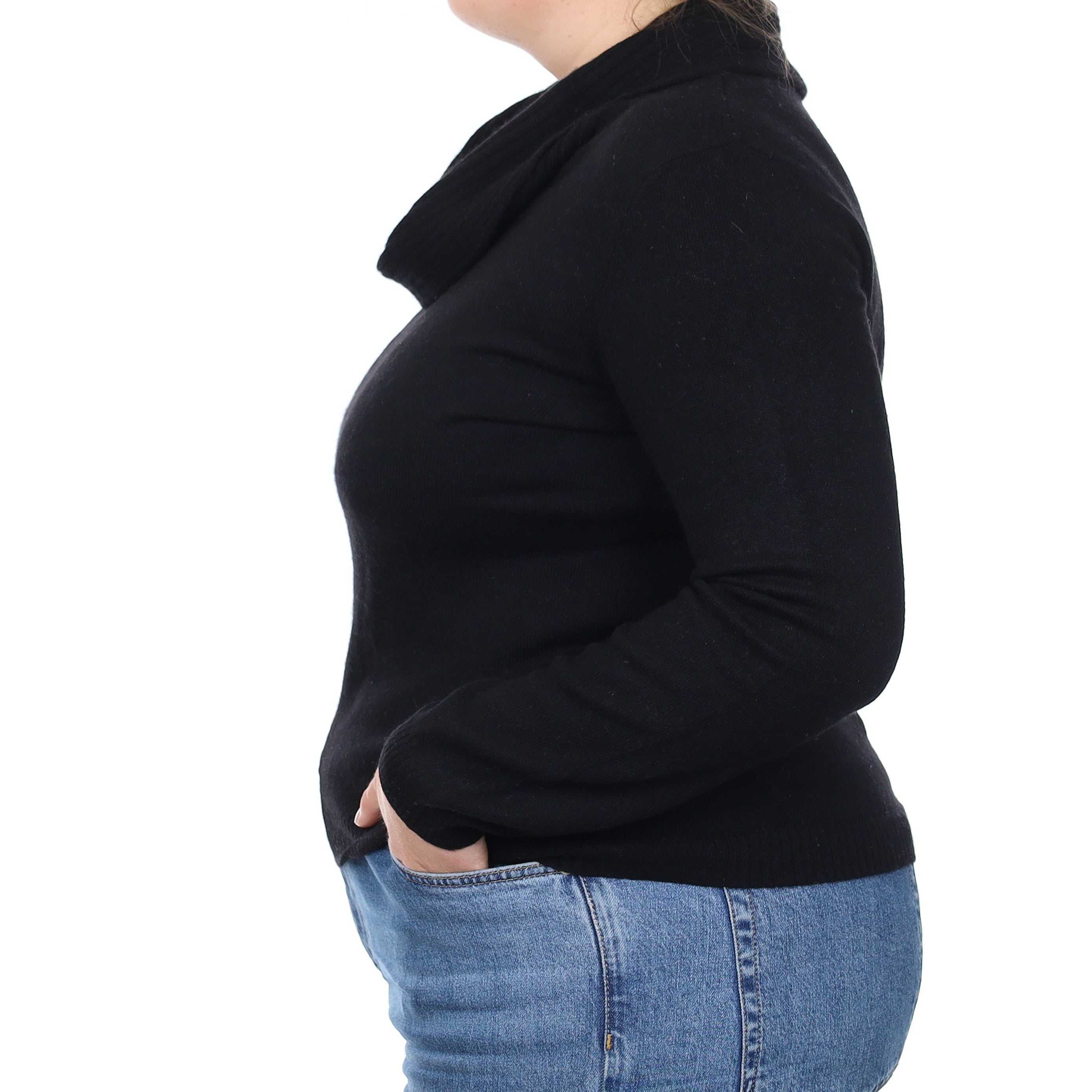 Black Cashmere Cowl Neck Jumper Large