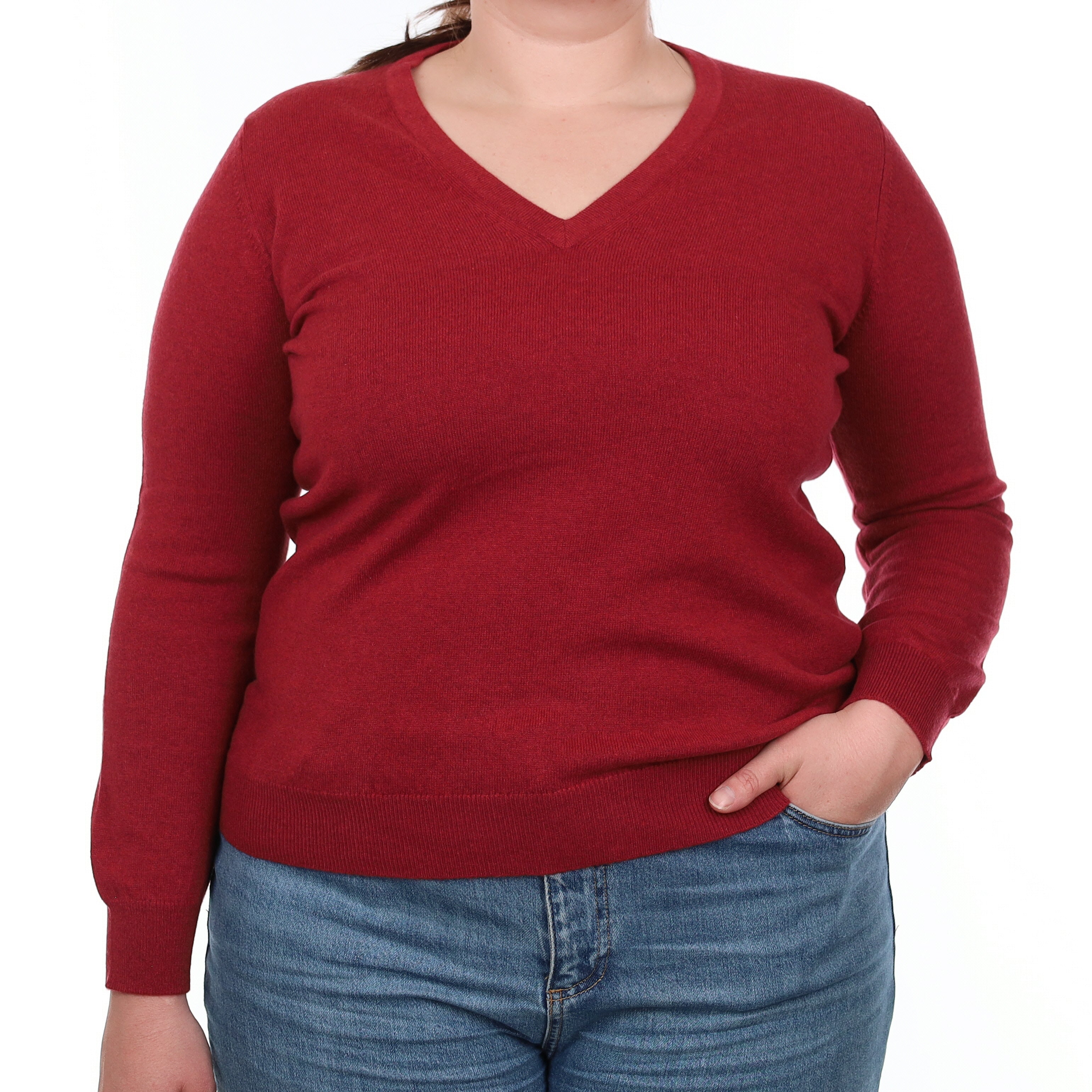 Brand New Scottish Brick Red Cashmere V Neck Jumper Large