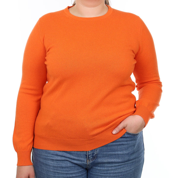 Brand New Scottish Tangerine Orange Cashmere Crew Neck Jumper Large