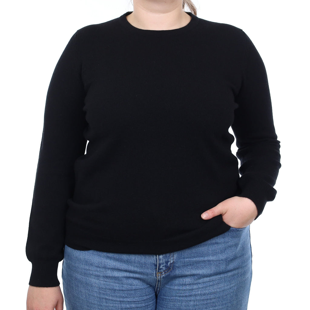 Brand New Scottish Black Cashmere Crew Neck Jumper Large