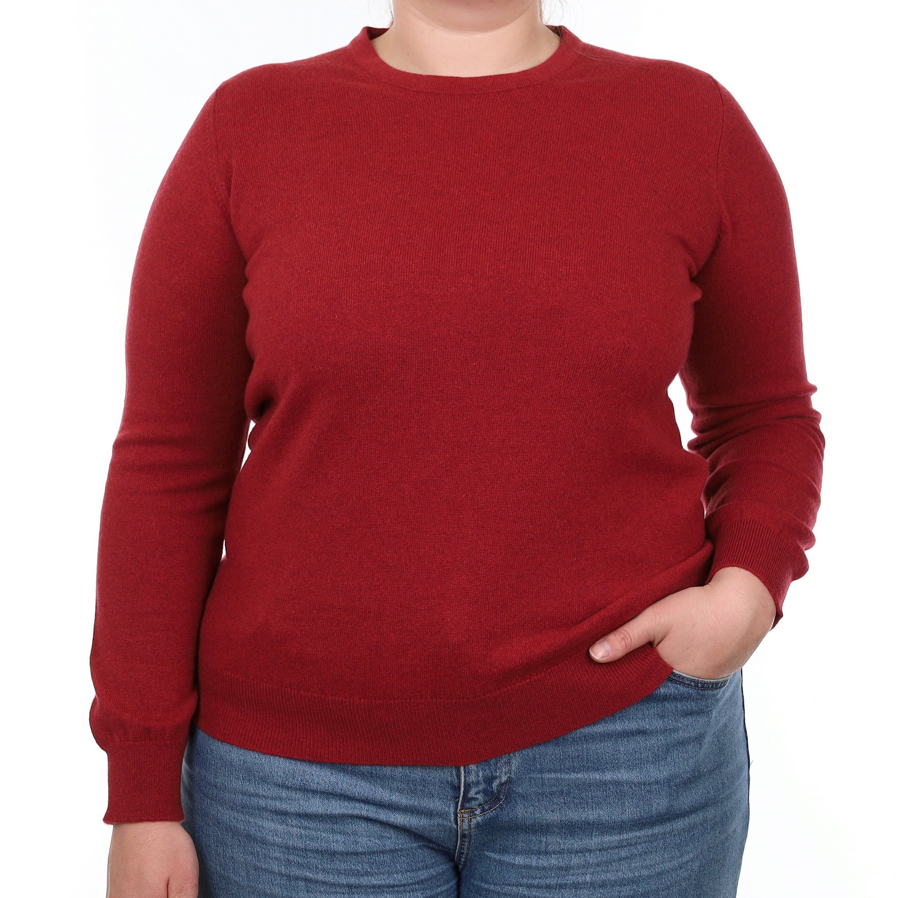 Brand New Scottish Brick Red Cashmere Crew Neck Jumper Large